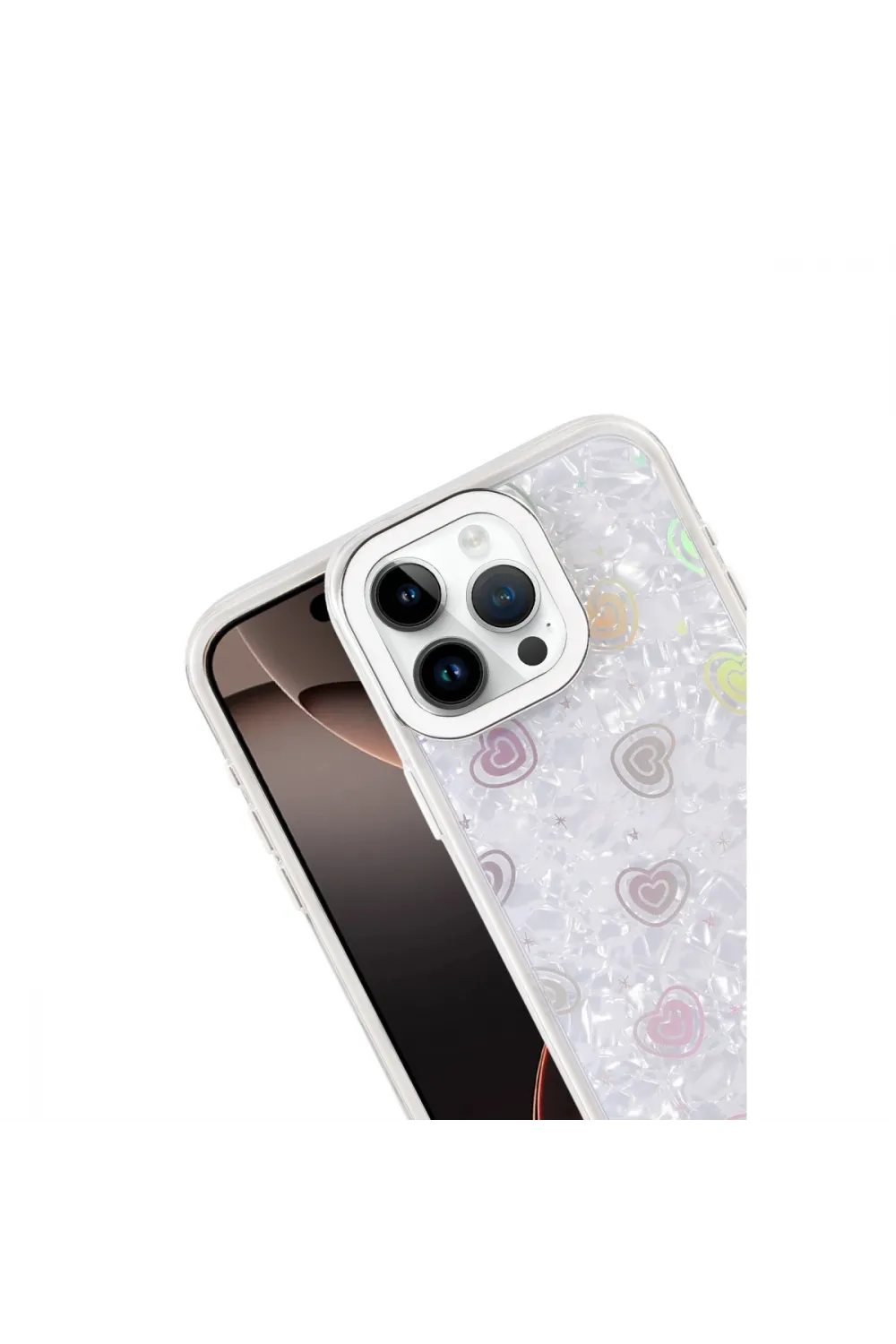 Apple İphone 16 Pro Max Lumi Desenli Kapak - Beyaz