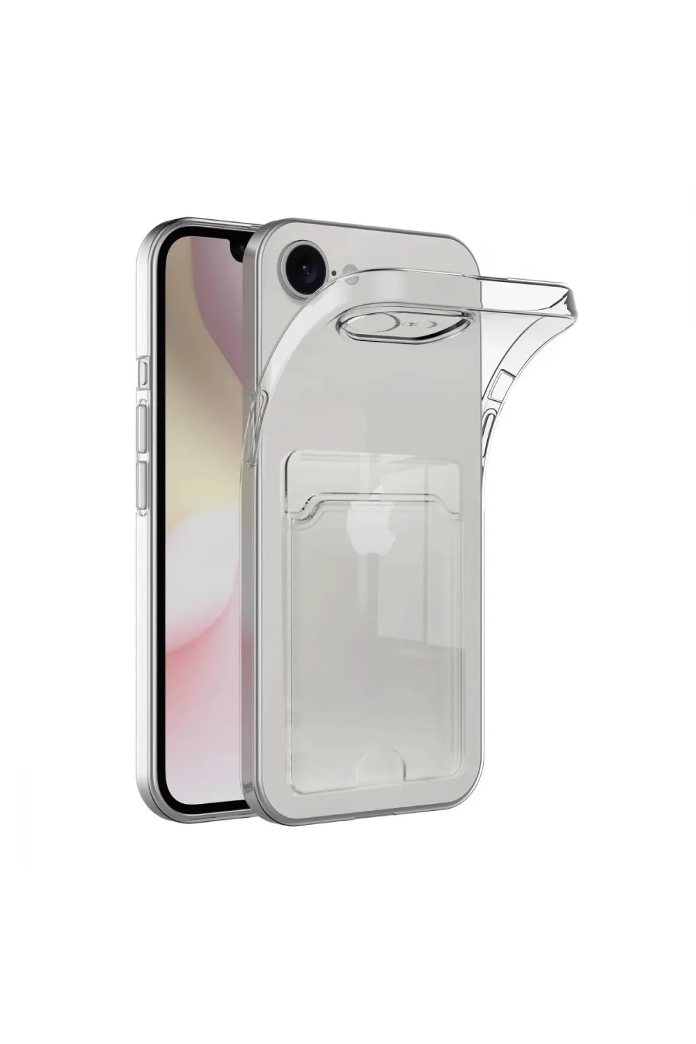 Apple İphone 16e Kılıf Kart Şeffaf Silikon - Şeffaf