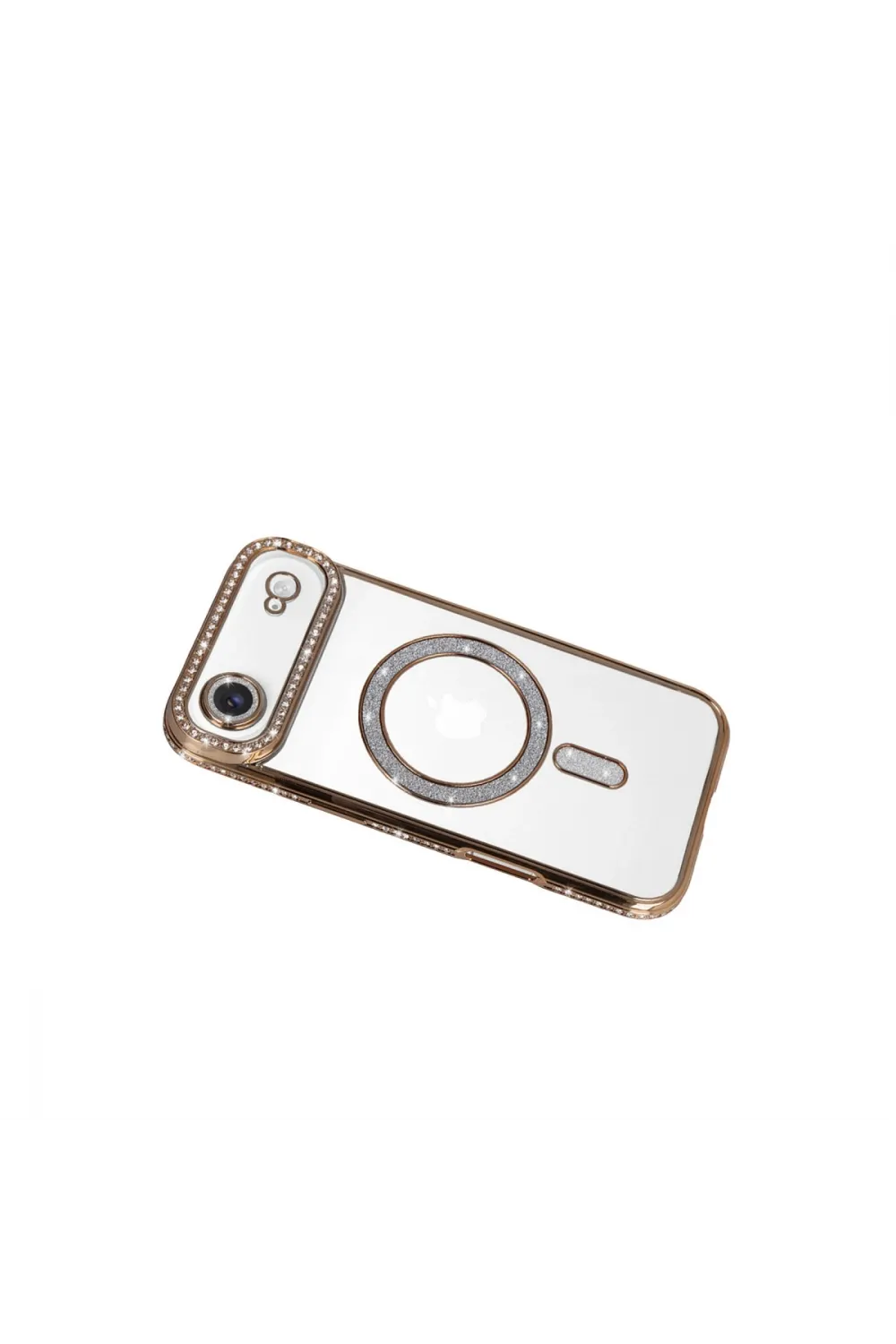 Apple İphone 17 Air Joke Simli Magneticsafe Kılıf - Gold