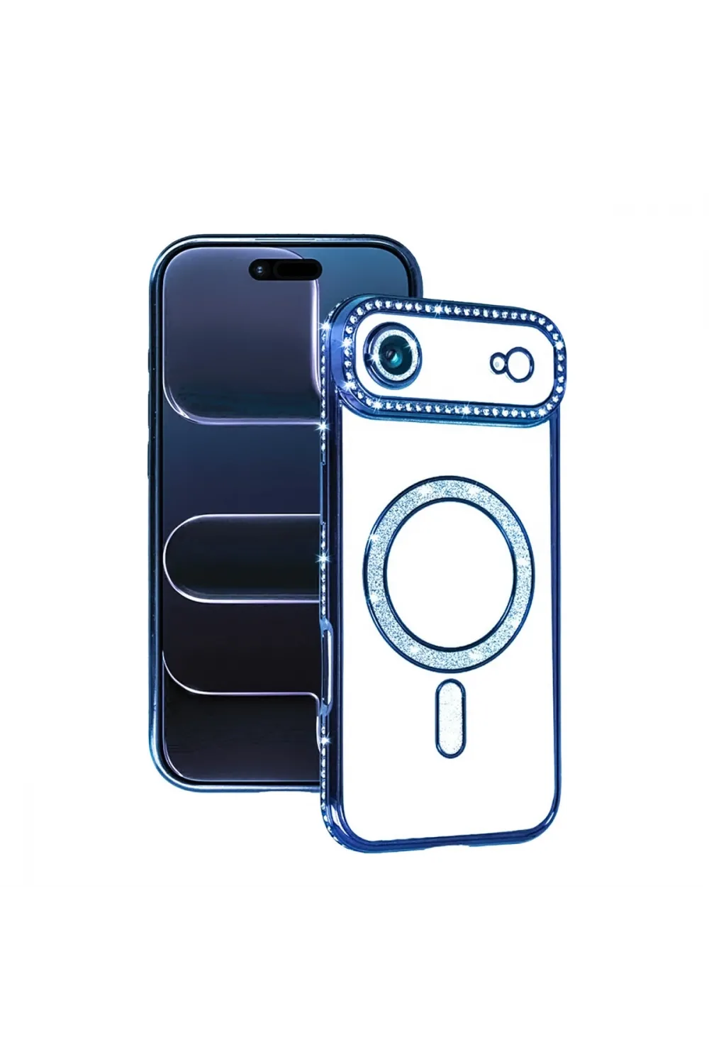 Apple İphone 17 Air Joke Simli Magneticsafe Kılıf - Mavi