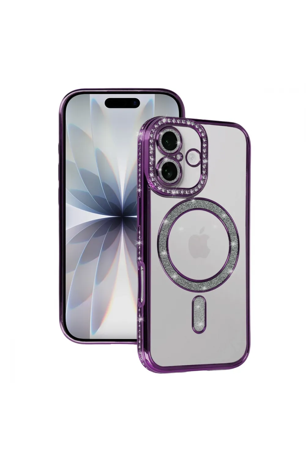 Apple İphone 17 Joke Simli Magneticsafe Kılıf - Derin Mor