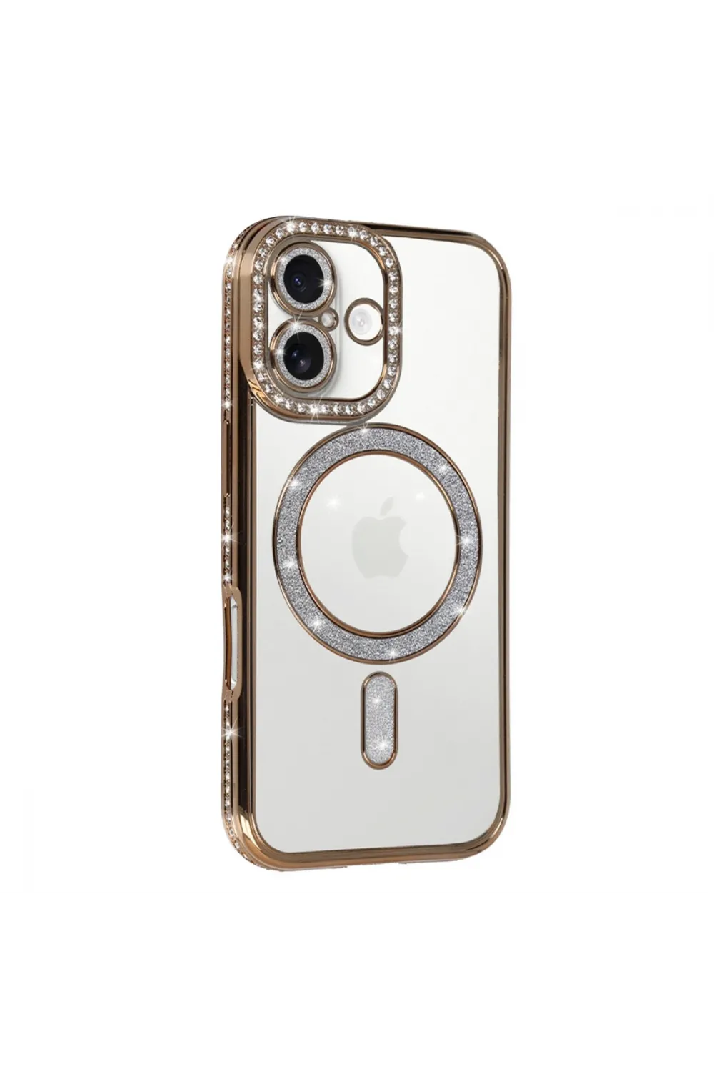 Apple İphone 17 Joke Simli Magneticsafe Kılıf - Gold