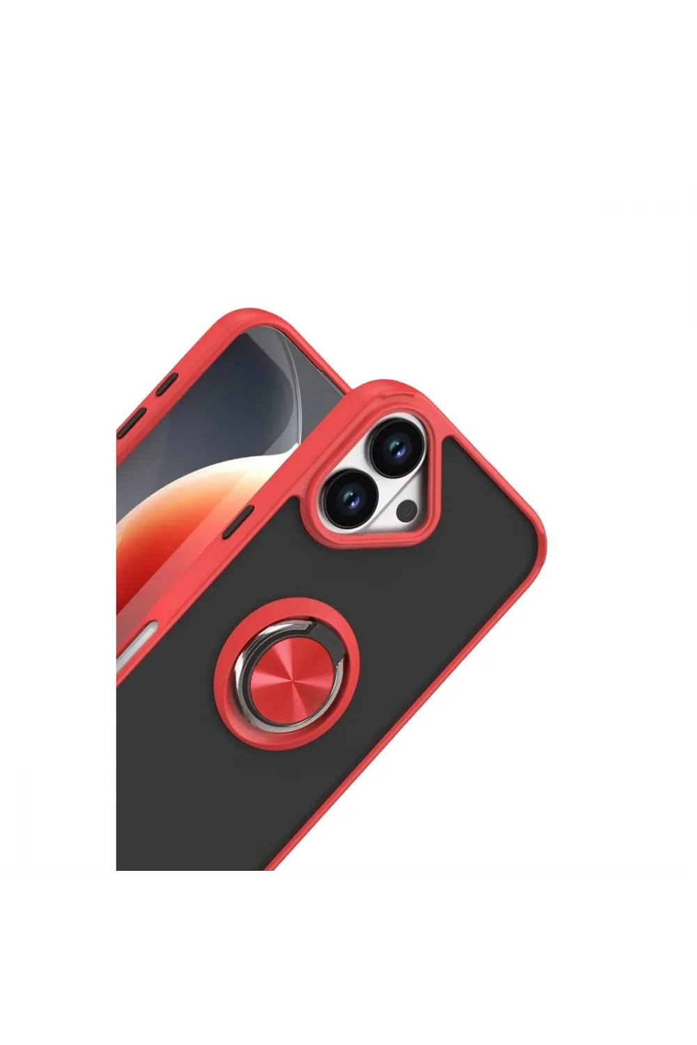 Apple İphone 17 Montreal Yüzüklü Silikon Kapak - Kırmızı
