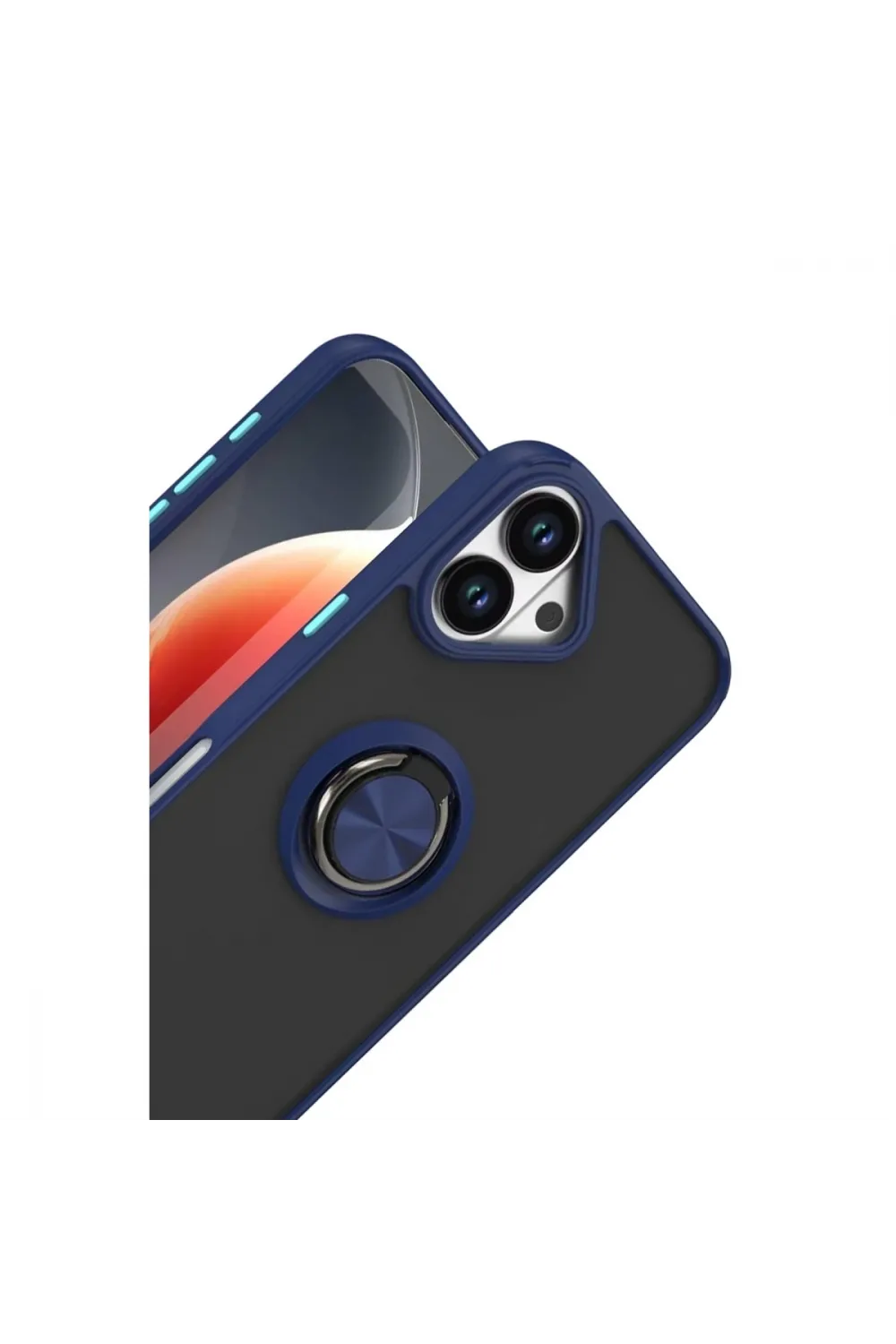 Apple İphone 17 Montreal Yüzüklü Silikon Kapak - Lacivert