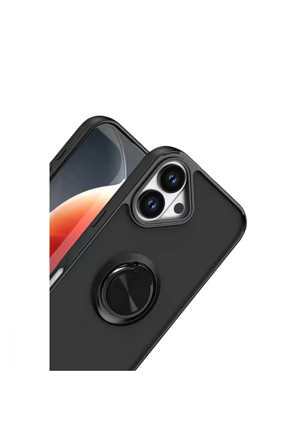 Apple İphone 17 Montreal Yüzüklü Silikon Kapak - Siyah