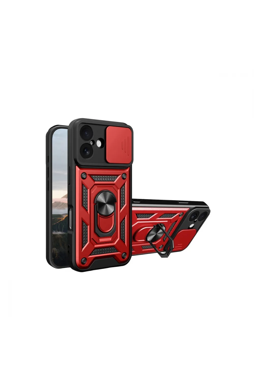 Apple İphone 17 Pars Lens Yüzüklü Silikon - Kırmızı