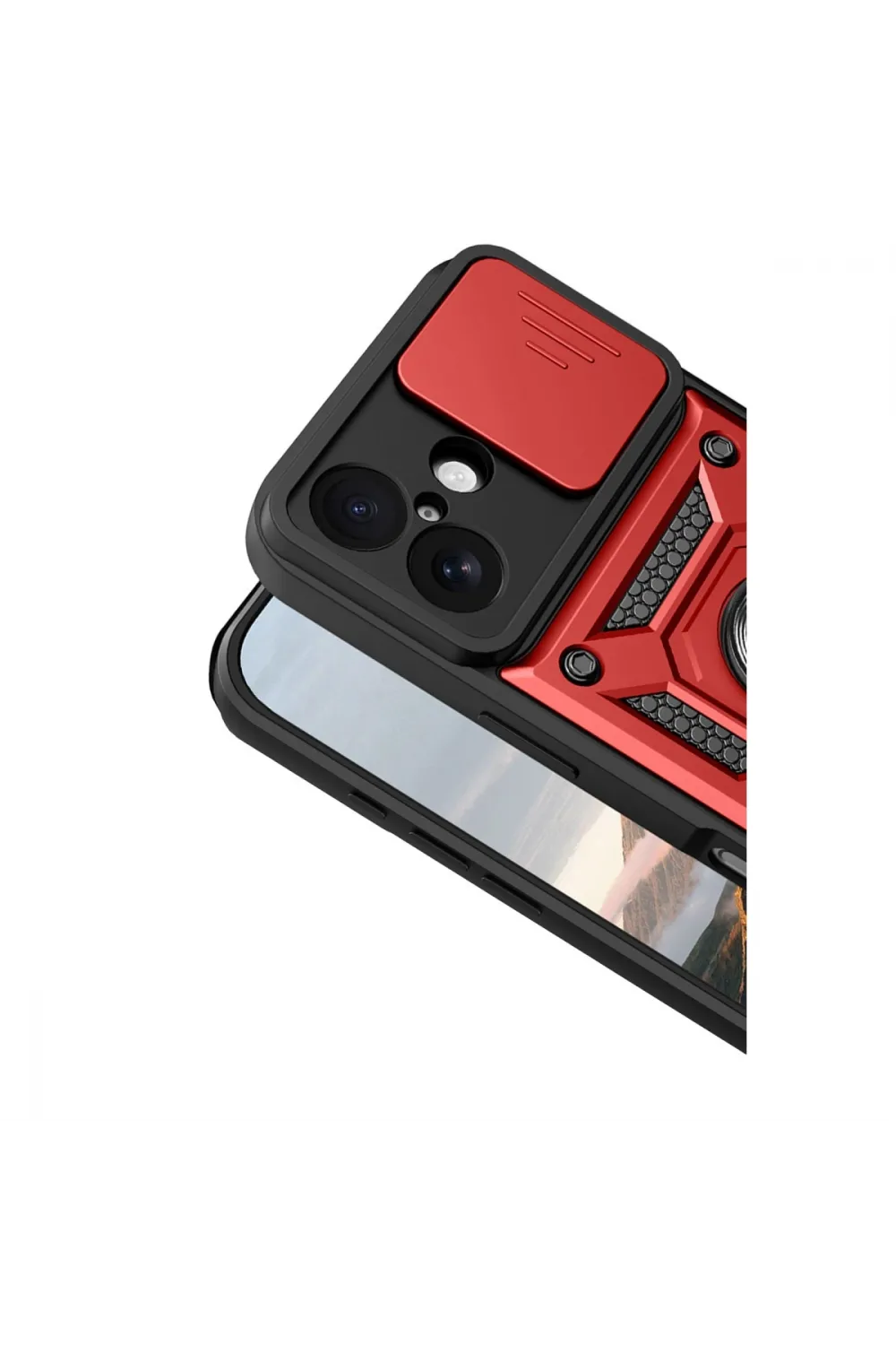 Apple İphone 17 Pars Lens Yüzüklü Silikon - Kırmızı