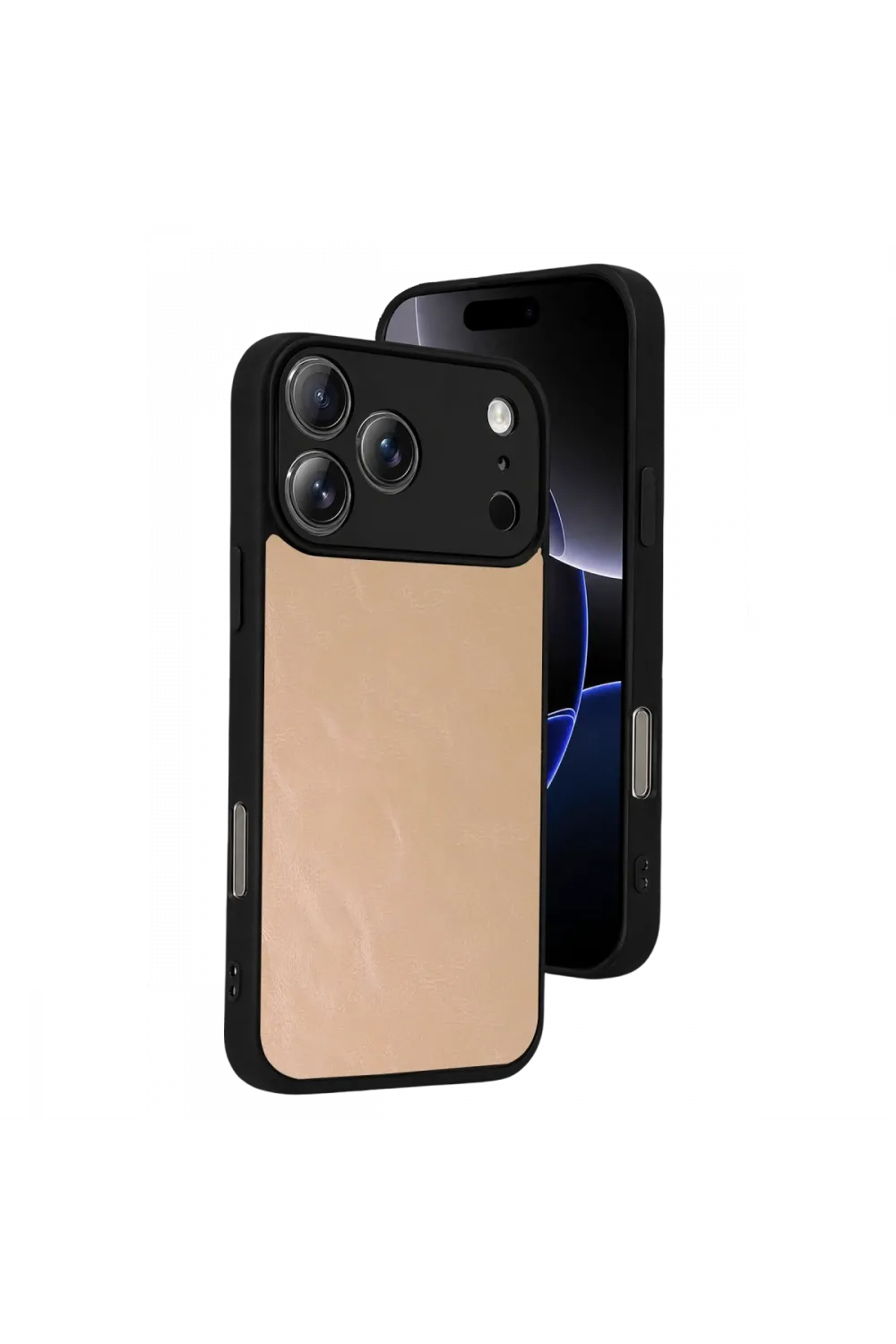Apple İphone 17 Pro Aras Deri Kapak - Pudra