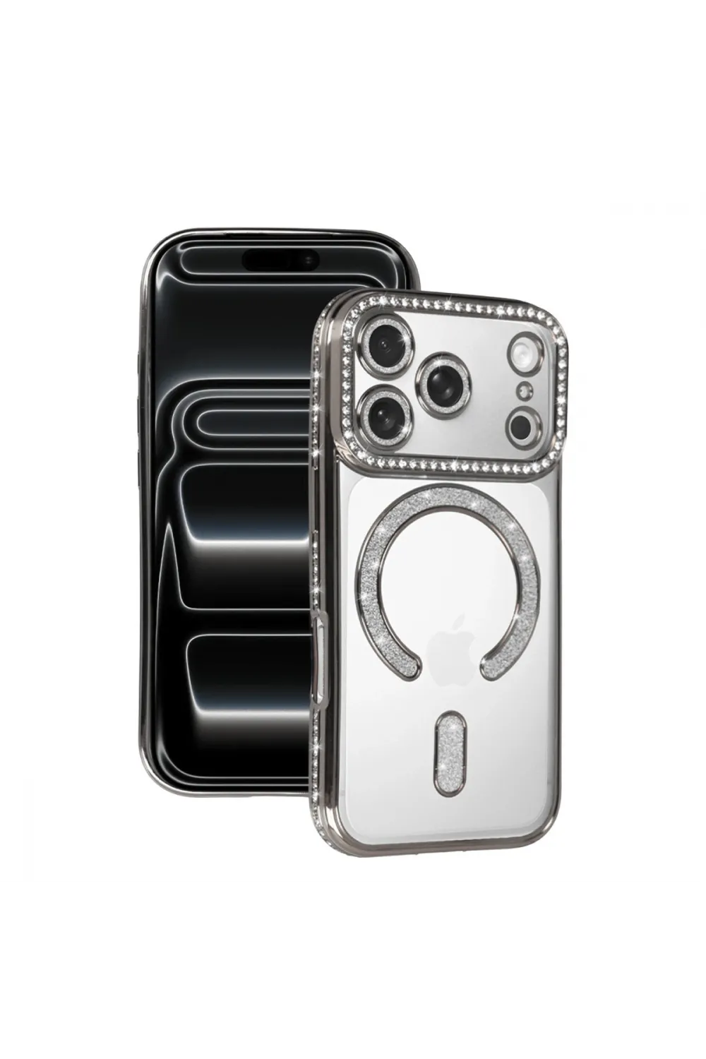 Apple İphone 17 Pro Joke Simli Magneticsafe Kılıf - Gümüş