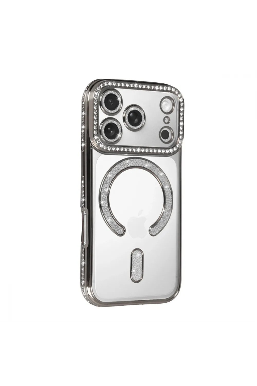 Apple İphone 17 Pro Joke Simli Magneticsafe Kılıf - Gümüş