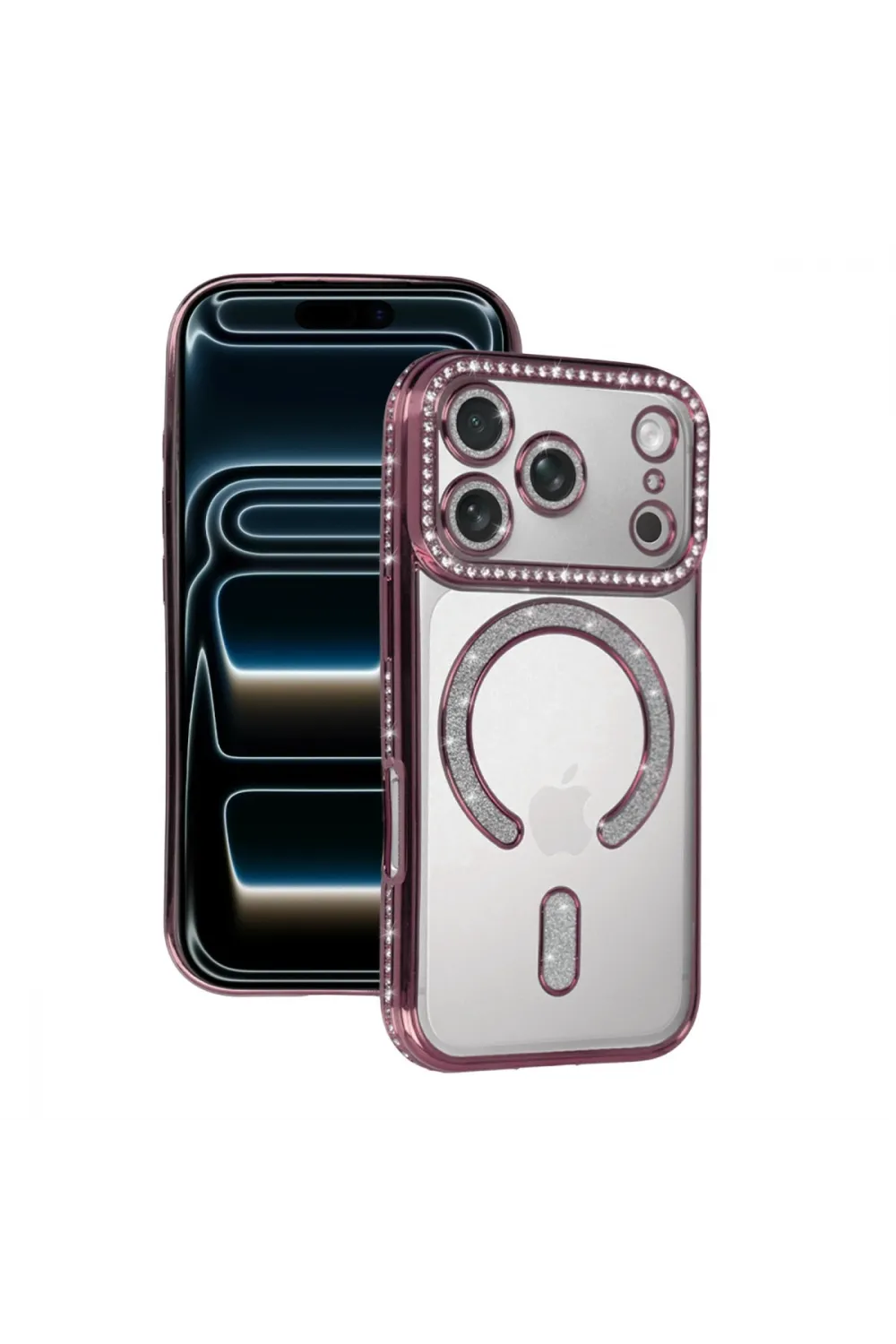 Apple İphone 17 Pro Joke Simli Magneticsafe Kılıf - Pembe