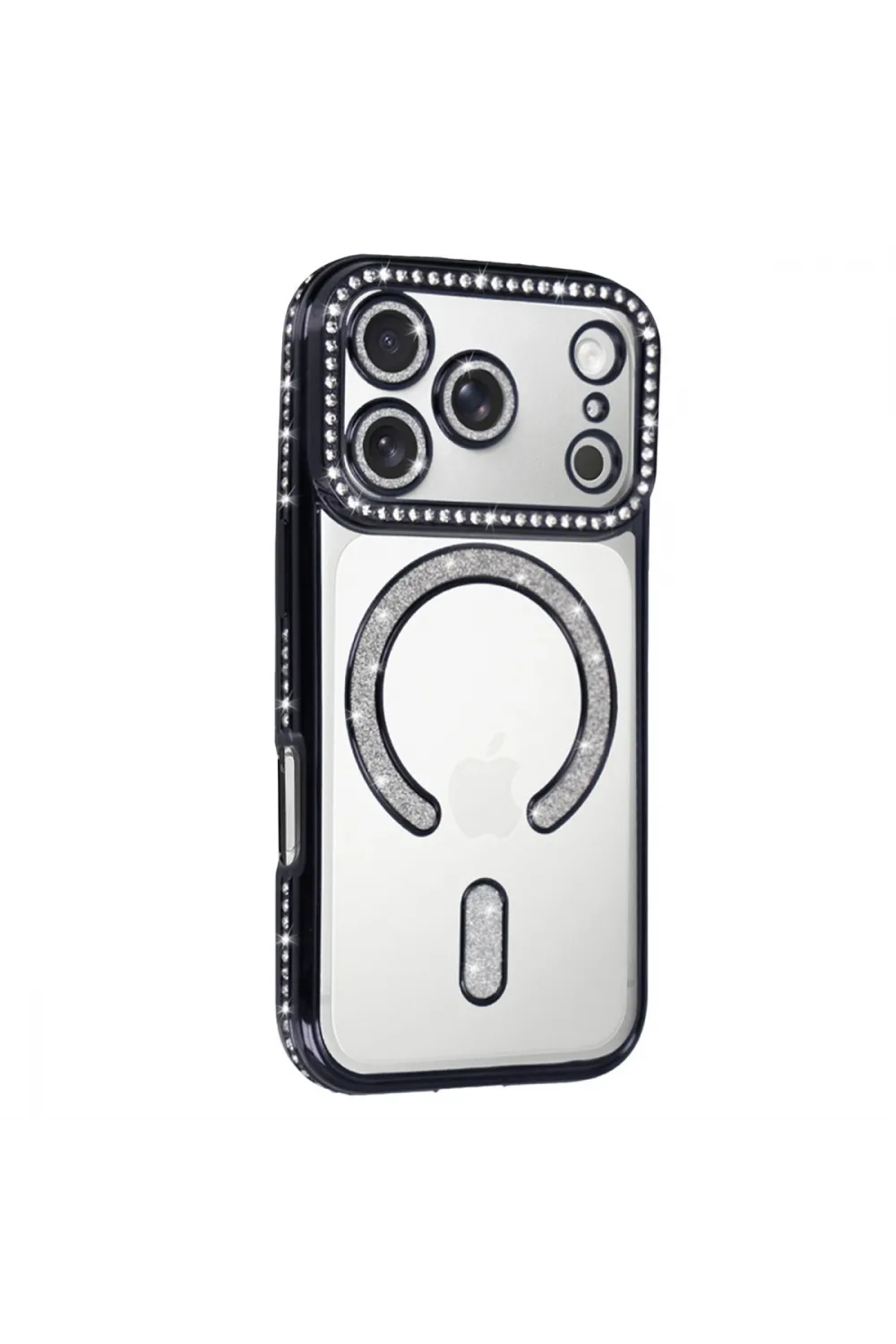 Apple İphone 17 Pro Joke Simli Magneticsafe Kılıf - Siyah