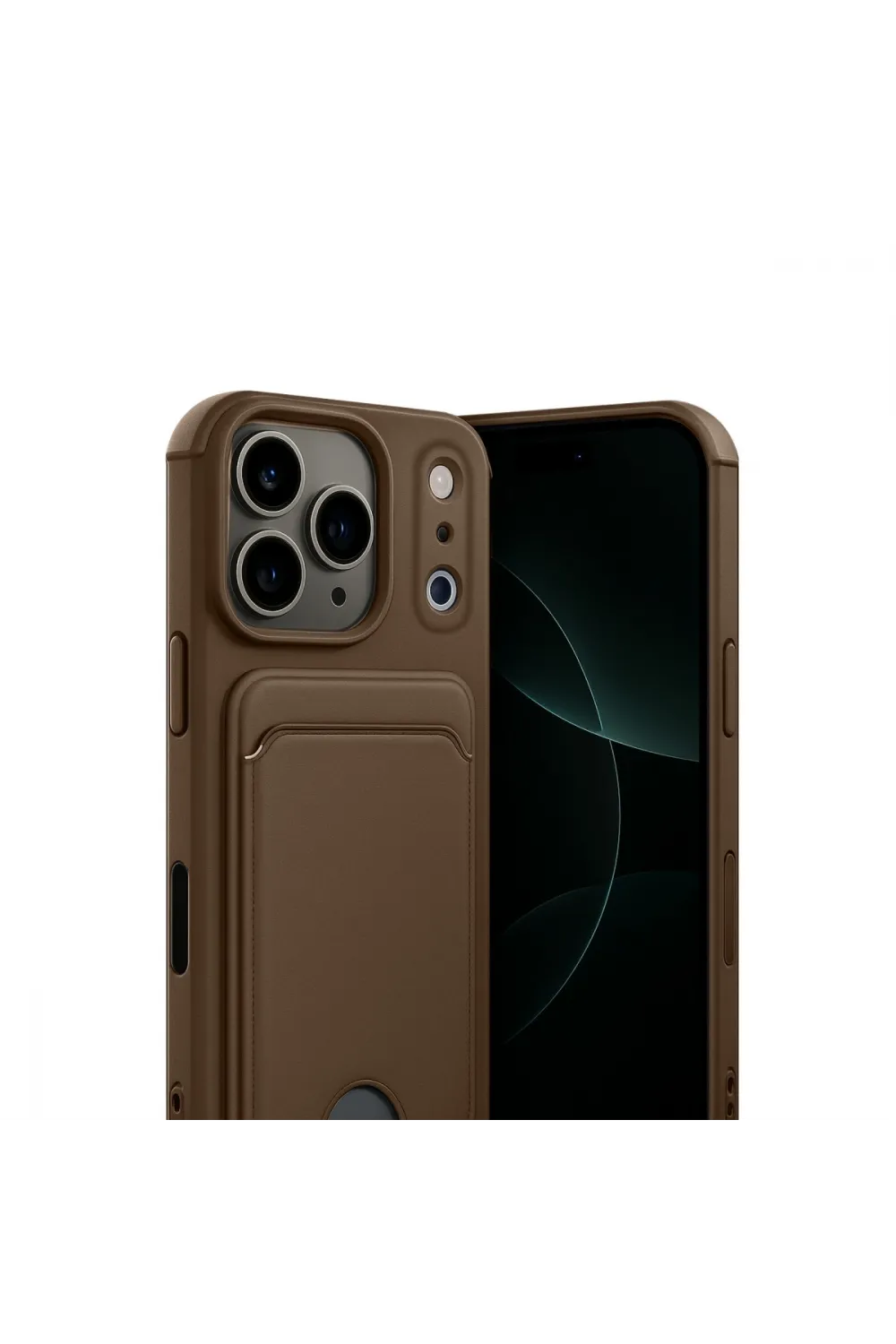 Apple İphone 17 Pro Kelvin Kartvizitli Silikon - Kahverengi