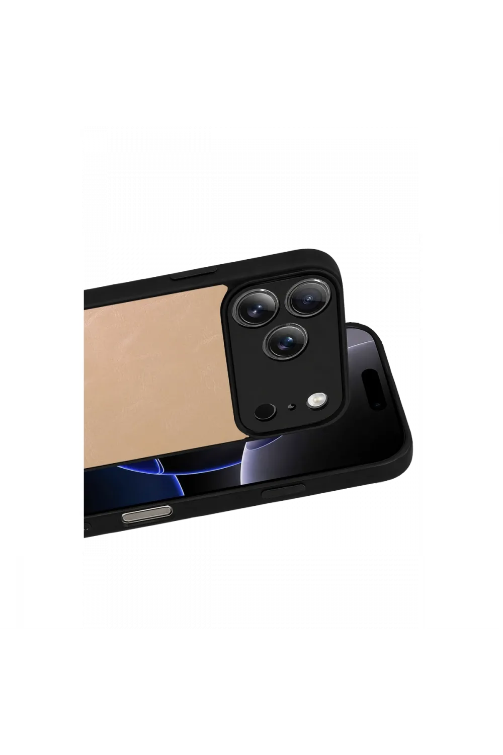 Apple İphone 17 Pro Max Aras Deri Kapak - Pudra