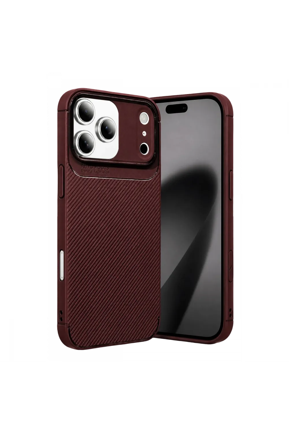 Apple İphone 17 Pro Max Auto Focus Karbon Kapak - Bordo