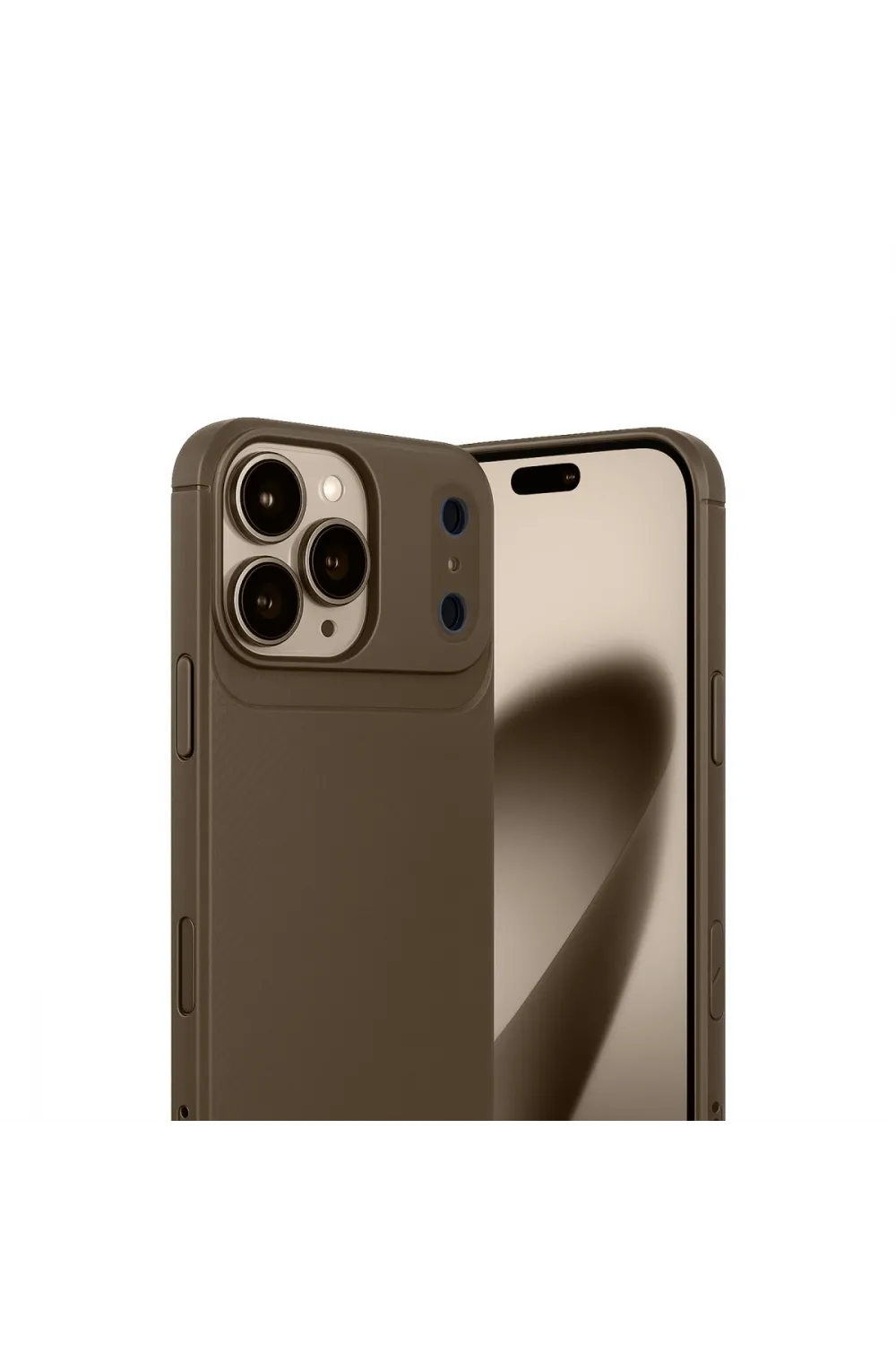 Apple İphone 17 Pro Max Auto Focus Karbon Kapak - Kahverengi