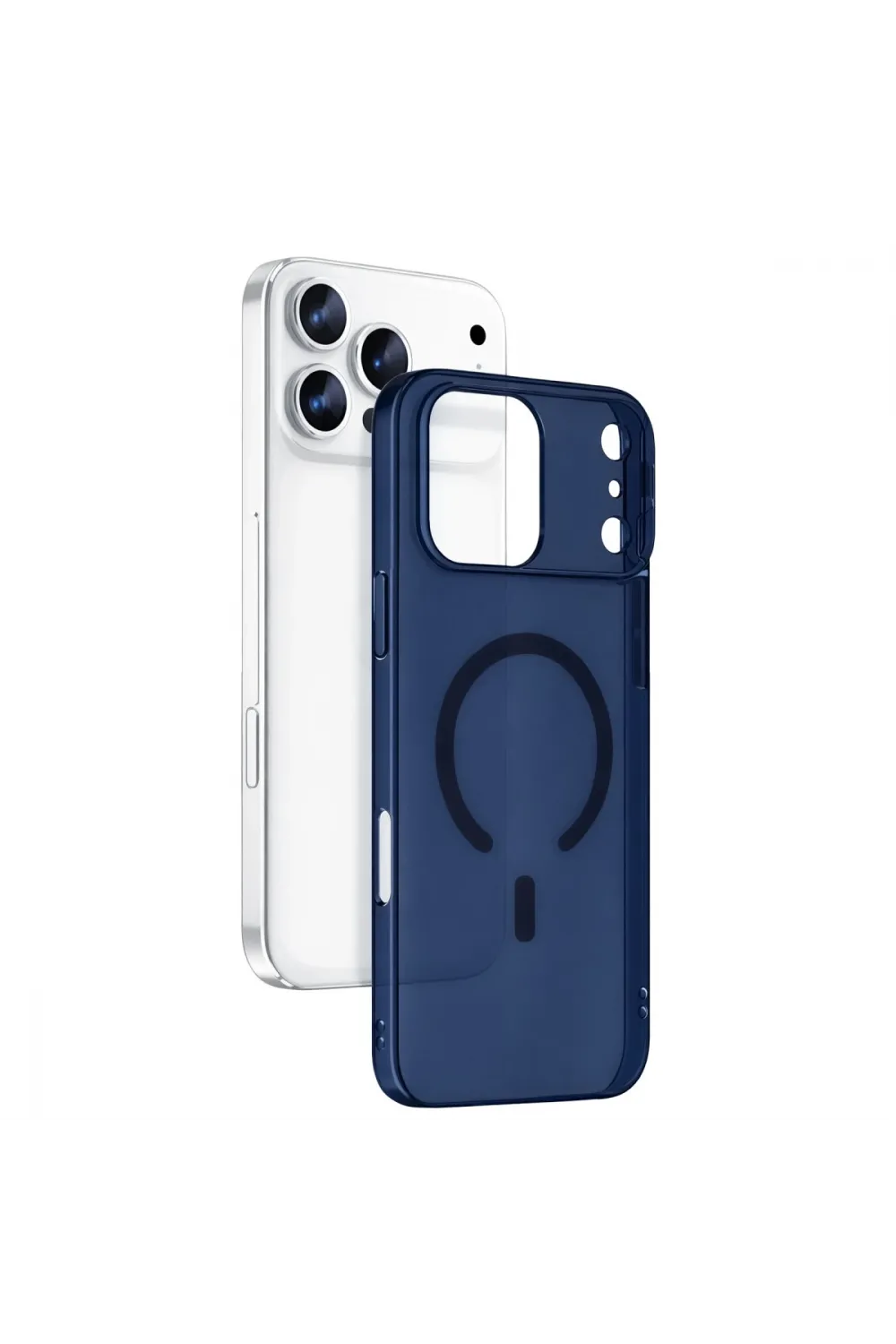 Apple İphone 17 Pro Max Combo Sert Şeffaf Magsafe Kapak - Mavi