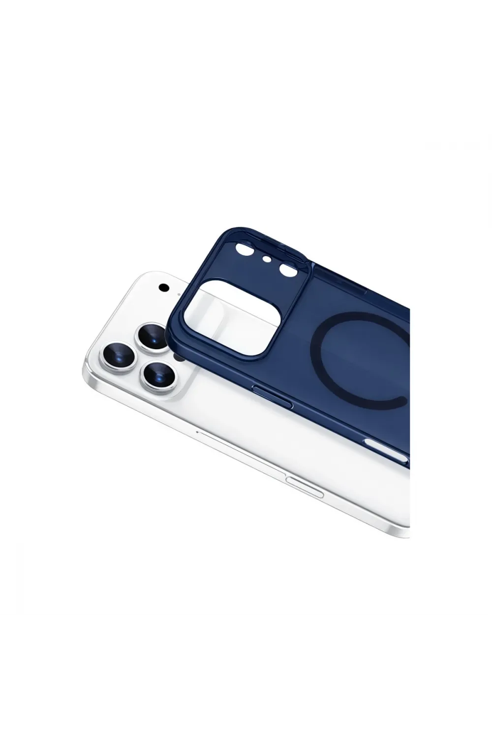 Apple İphone 17 Pro Max Combo Sert Şeffaf Magsafe Kapak - Mavi