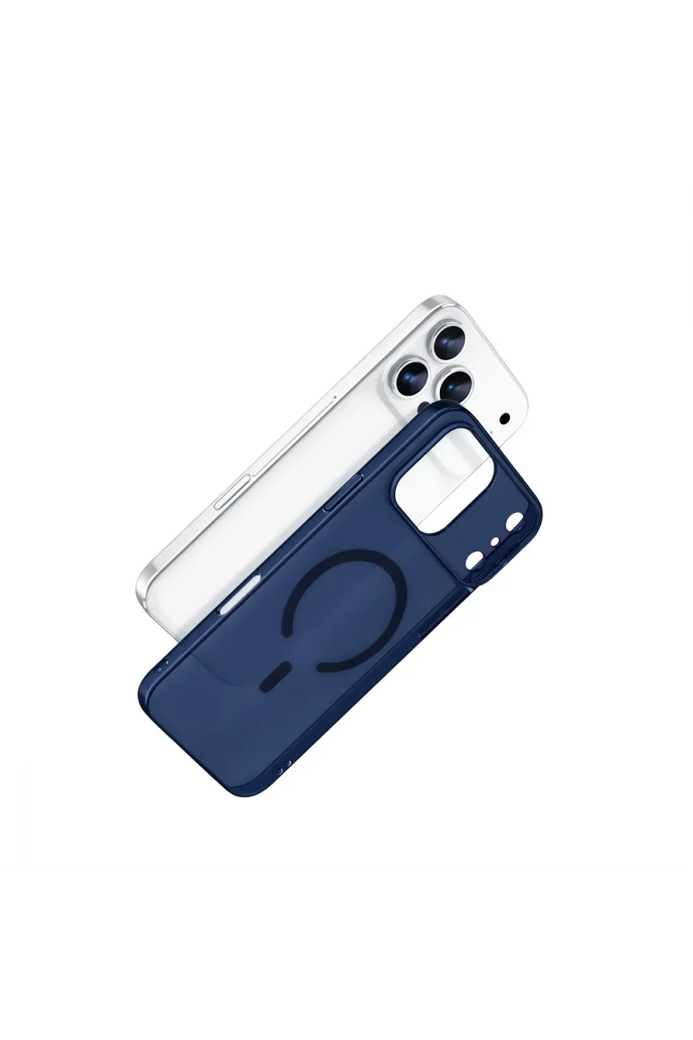 Apple İphone 17 Pro Max Combo Sert Şeffaf Magsafe Kapak - Mavi