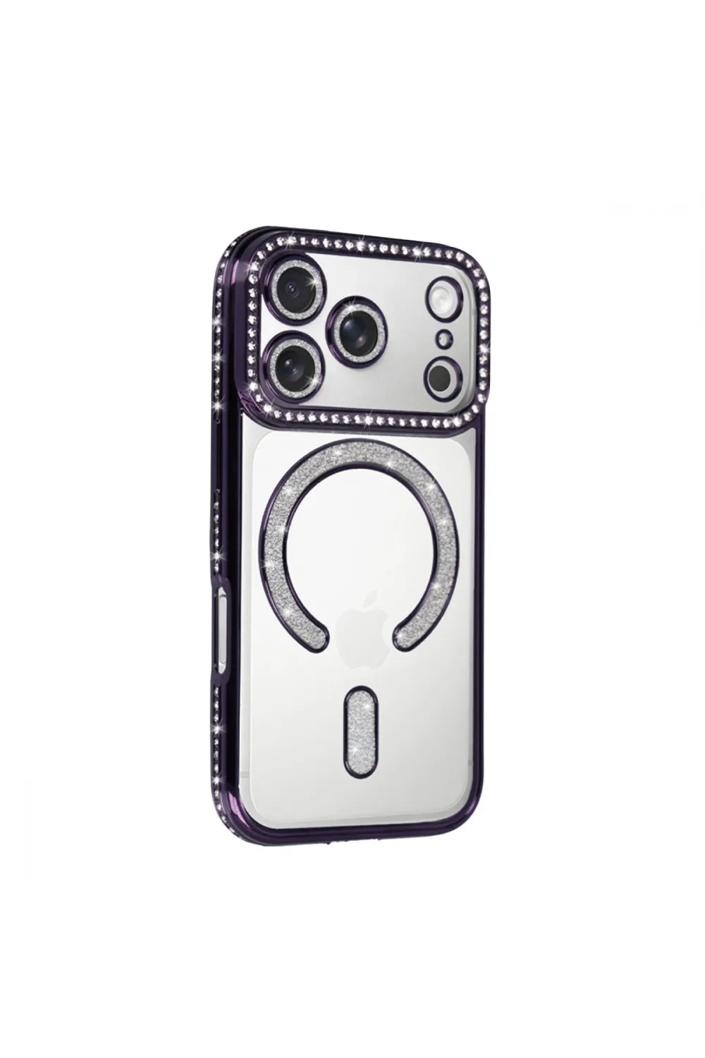 Apple İphone 17 Pro Max Joke Simli Magneticsafe Kılıf - Derin Mor
