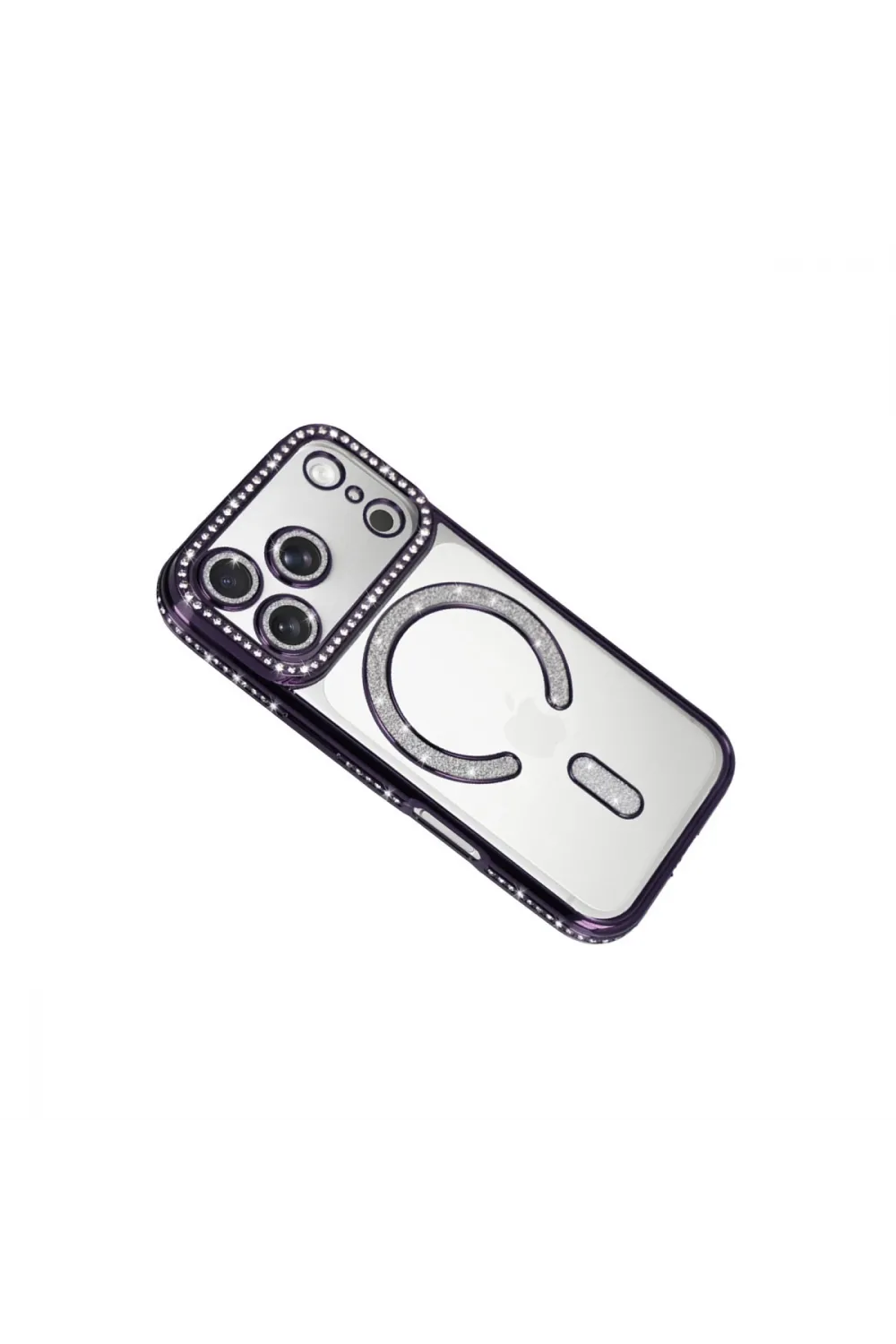 Apple İphone 17 Pro Max Joke Simli Magneticsafe Kılıf - Derin Mor