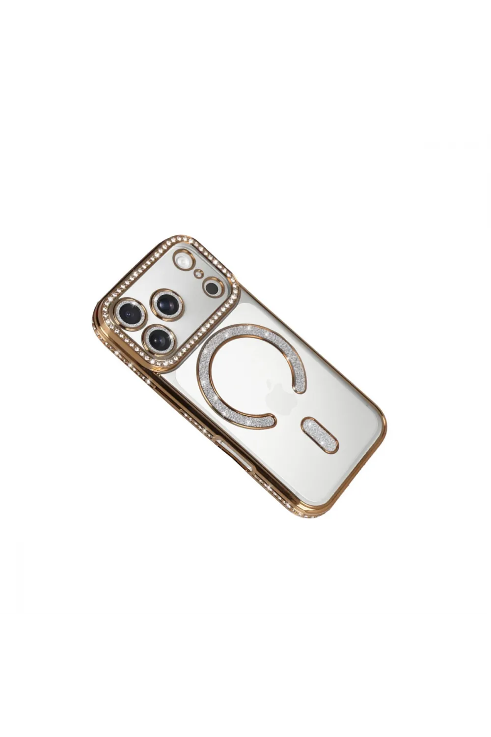 Apple İphone 17 Pro Max Joke Simli Magneticsafe Kılıf - Gold