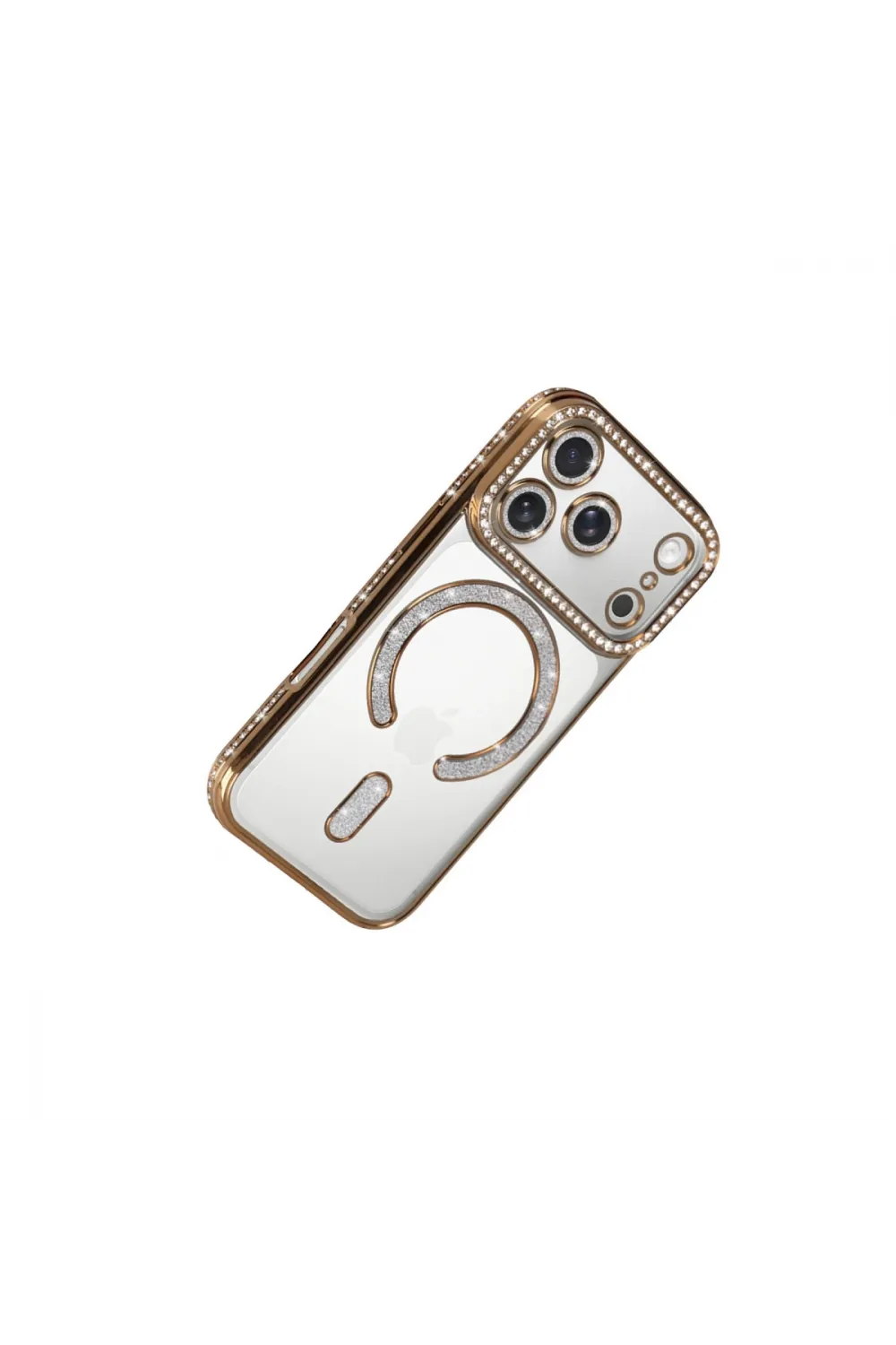 Apple İphone 17 Pro Max Joke Simli Magneticsafe Kılıf - Gold