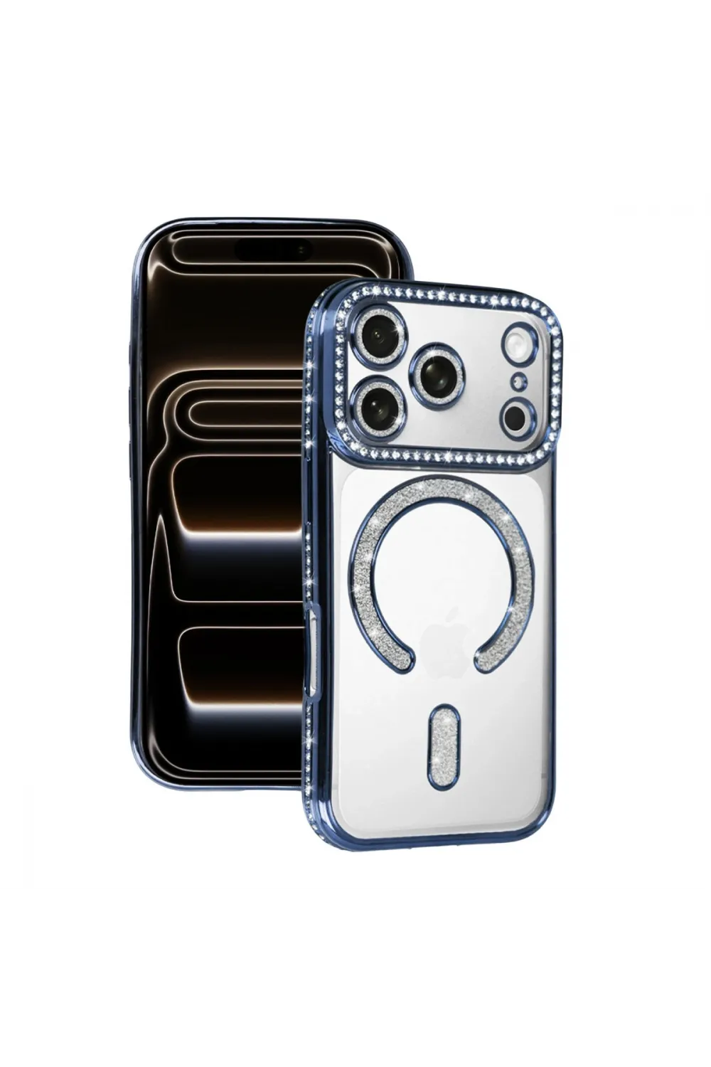 Apple İphone 17 Pro Max Joke Simli Magneticsafe Kılıf - Mavi