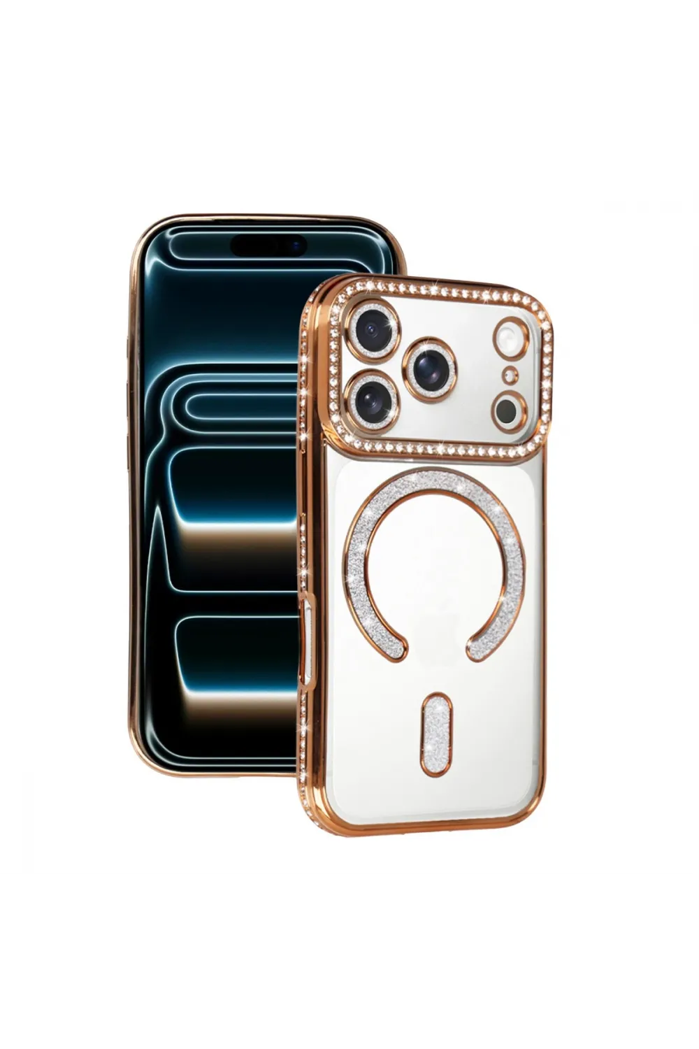 Apple İphone 17 Pro Max Joke Simli Magneticsafe Kılıf - Turuncu