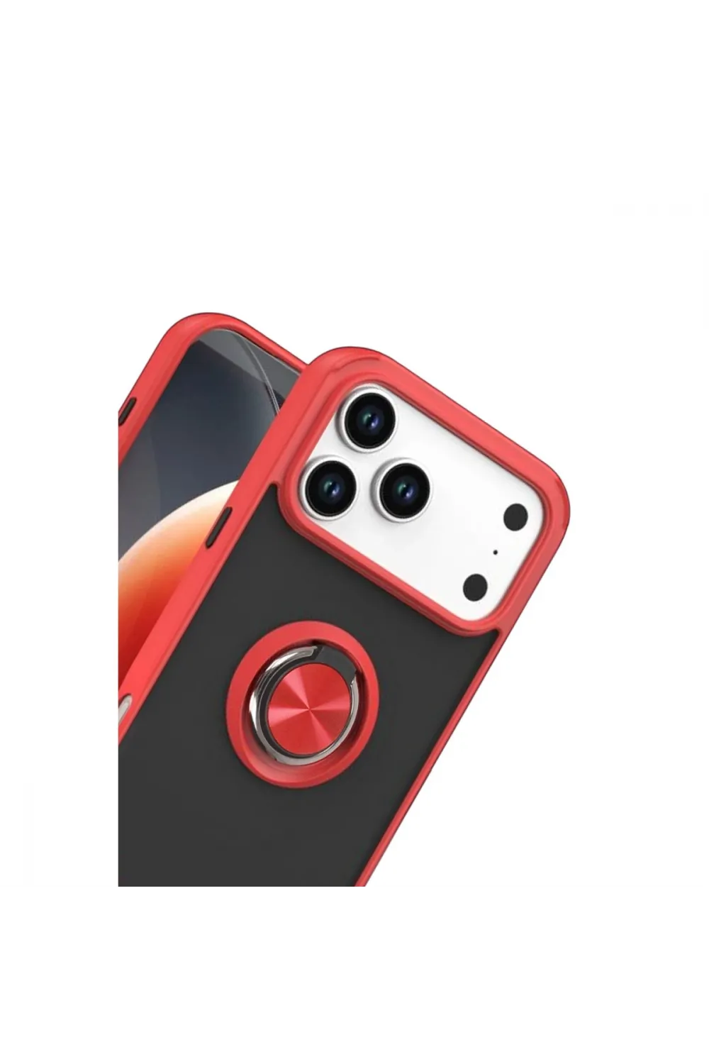 Apple İphone 17 Pro Max Montreal Yüzüklü Silikon Kapak - Kırmızı