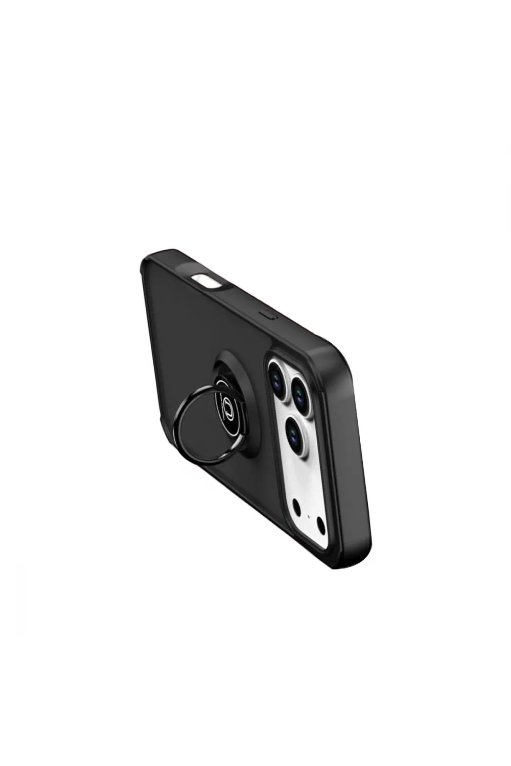 Apple İphone 17 Pro Max Montreal Yüzüklü Silikon Kapak - Siyah