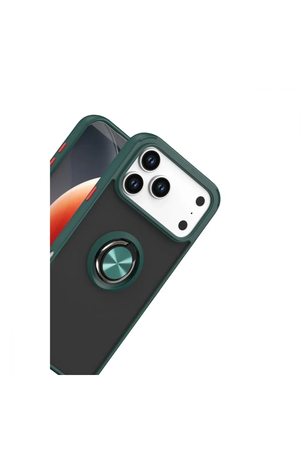 Apple İphone 17 Pro Max Montreal Yüzüklü Silikon Kapak - Yeşil