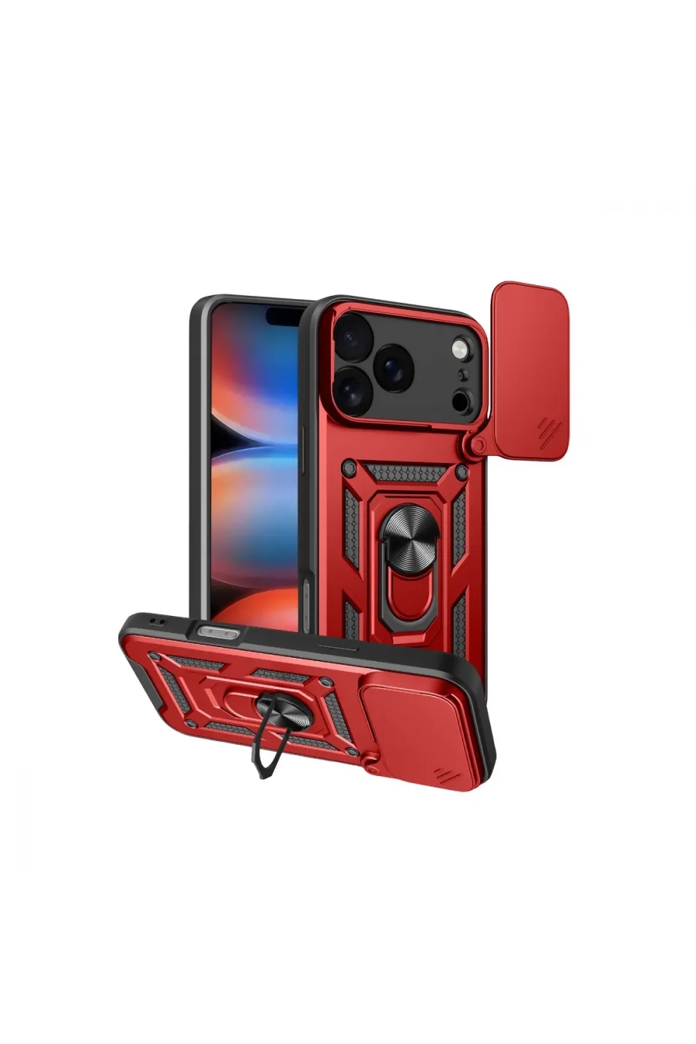 Apple İphone 17 Pro Max Pars Lens Yüzüklü Silikon - Kırmızı