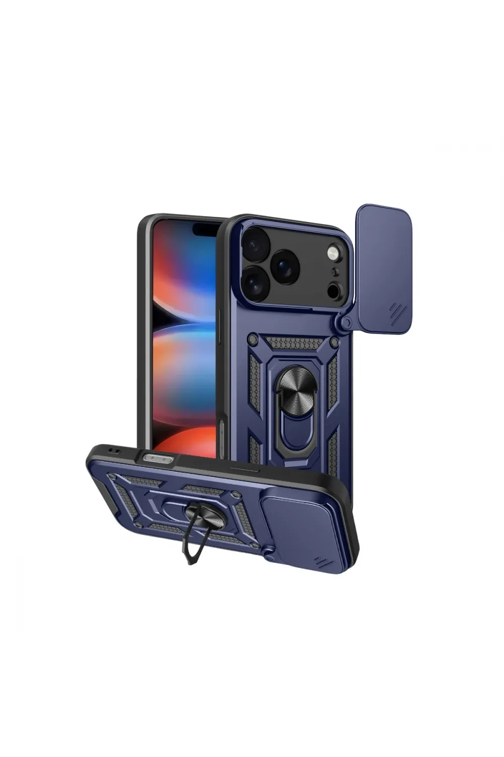 Apple İphone 17 Pro Max Pars Lens Yüzüklü Silikon - Lacivert