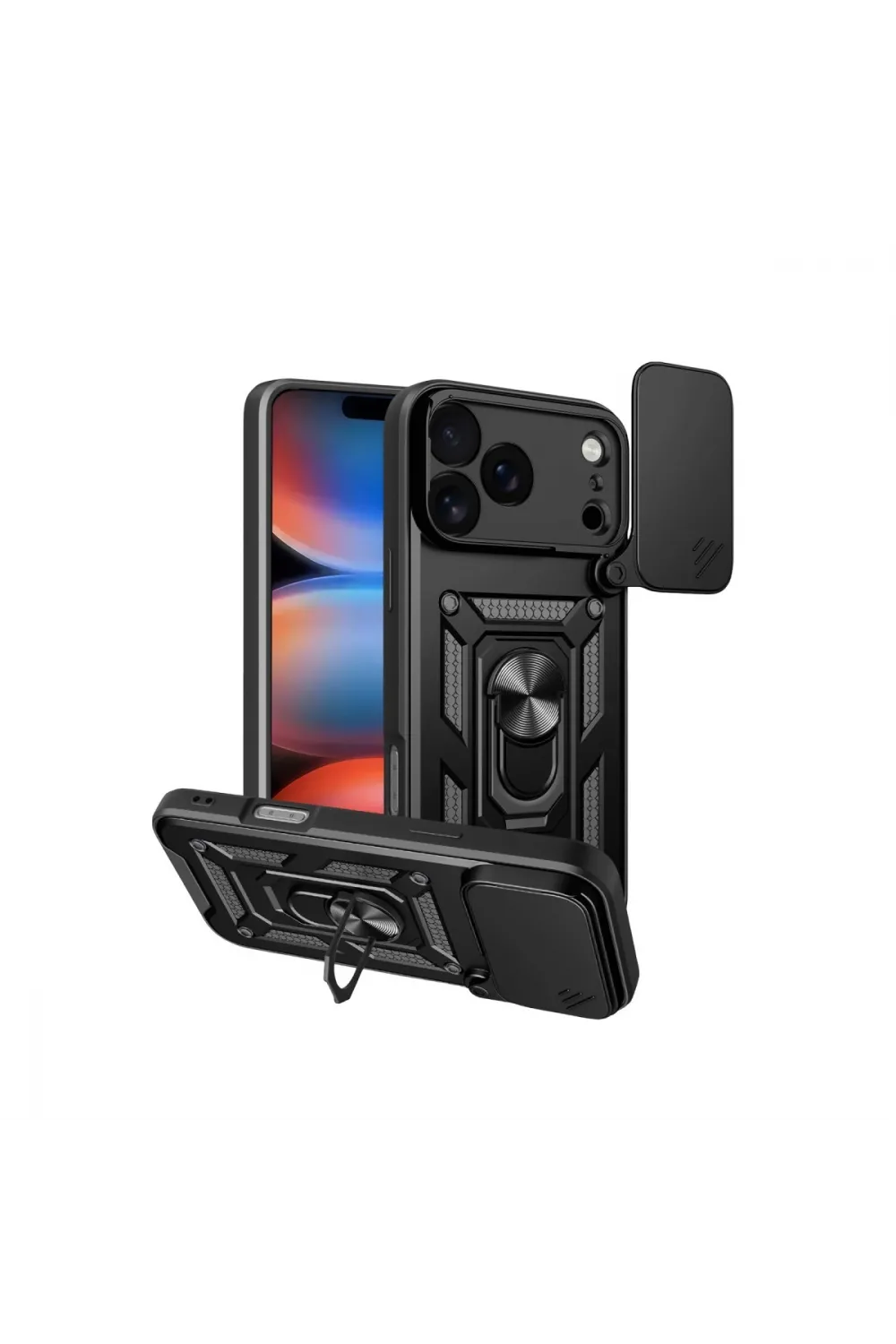 Apple İphone 17 Pro Max Pars Lens Yüzüklü Silikon - Siyah