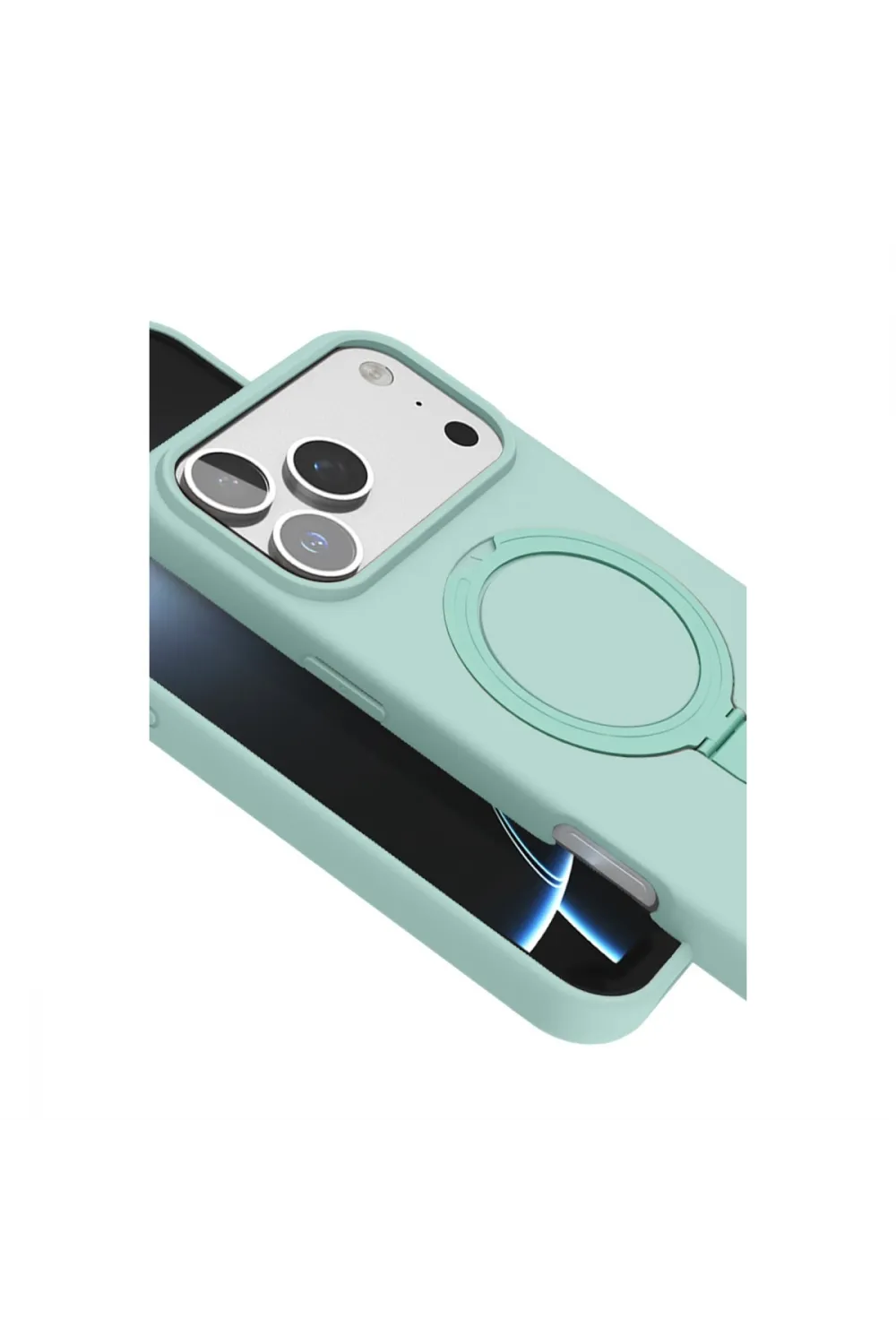Apple İphone 17 Pro Max Regal Magsafe Standlı Kapak - Su Yeşili
