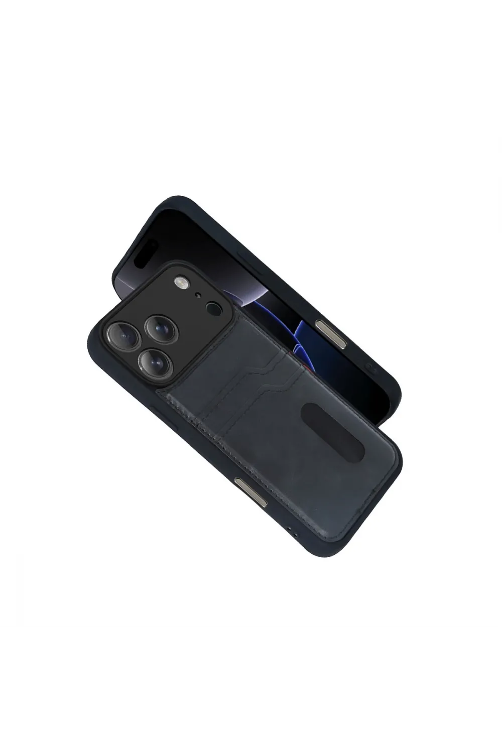 Apple İphone 17 Pro Max Sara Kartvizitli Deri Kılıf - Siyah