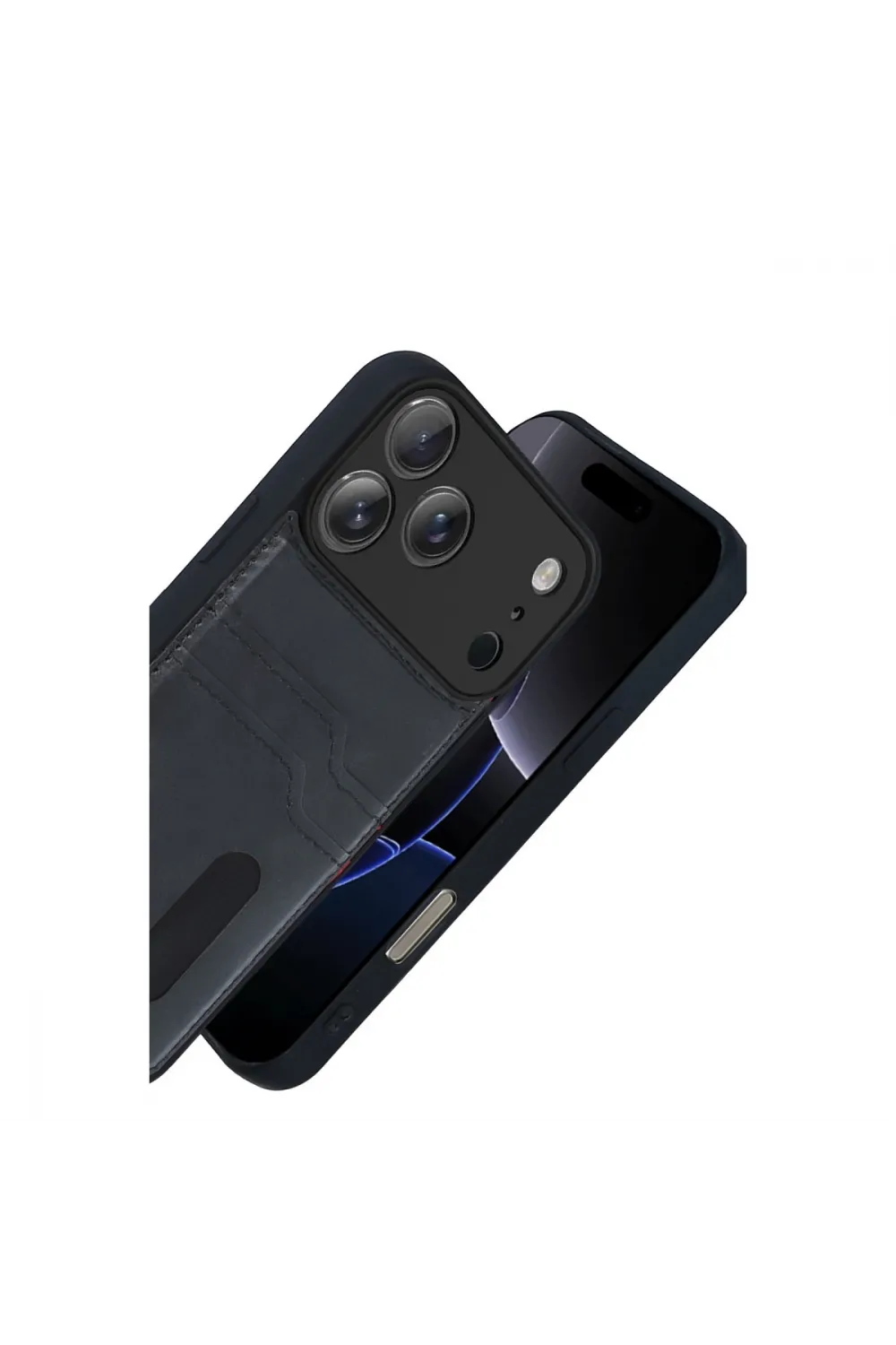 Apple İphone 17 Pro Max Sara Kartvizitli Deri Kılıf - Siyah