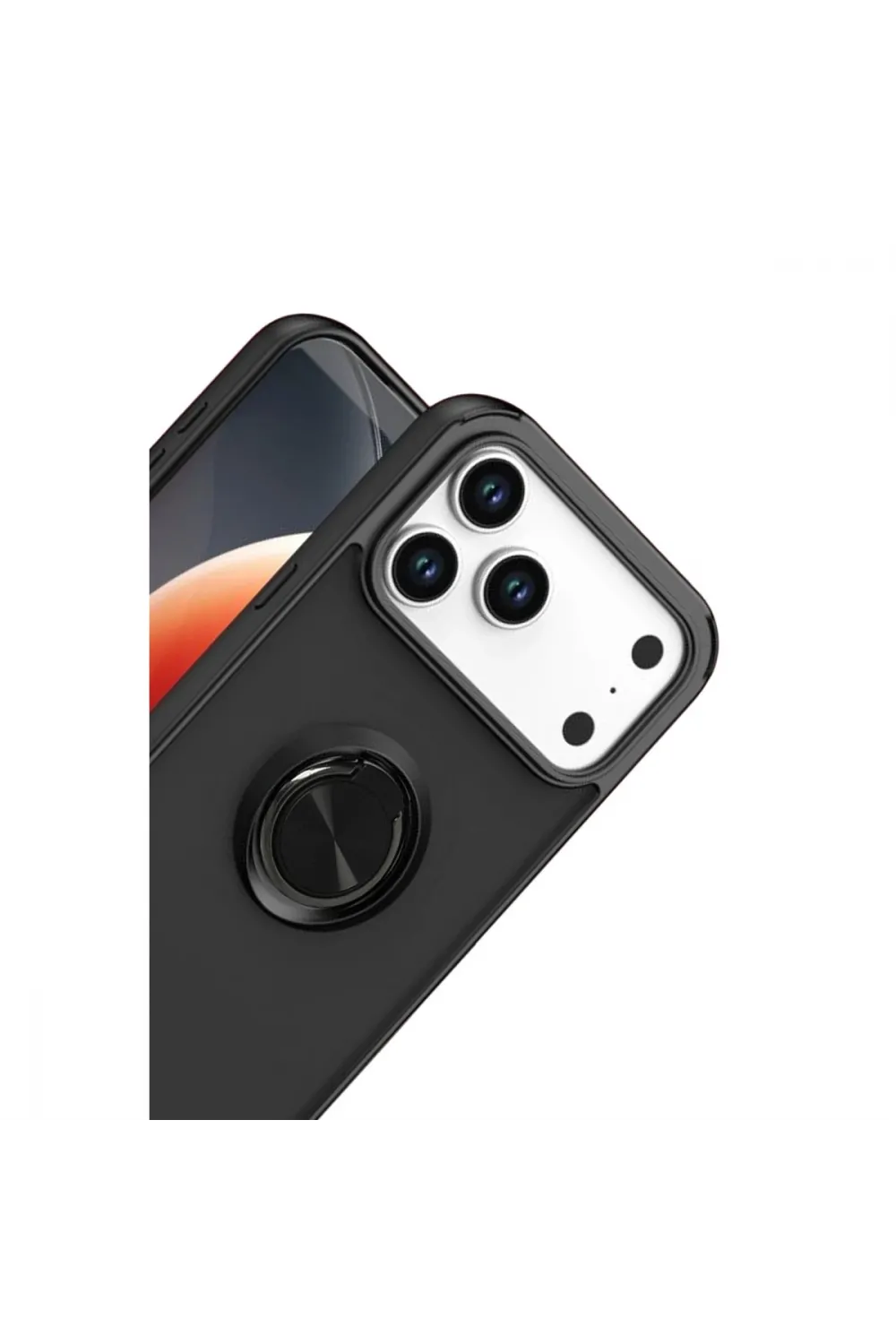 Apple İphone 17 Pro Montreal Yüzüklü Silikon Kapak - Siyah
