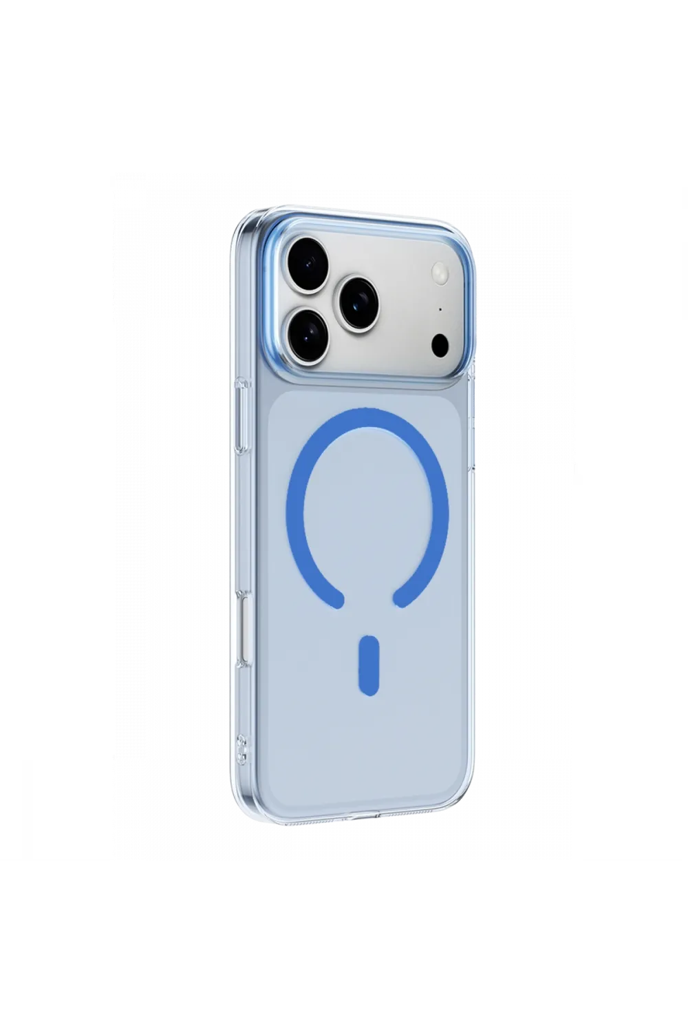 Apple iPhone 18 Pro Max Combo Sert Şeffaf Magsafe Kapak - Açık Mavi