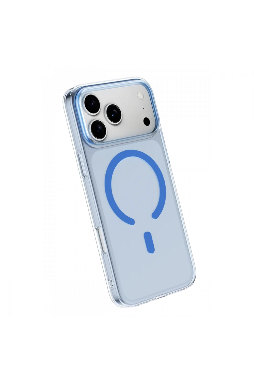 Apple iPhone 18 Pro Max Combo Sert Şeffaf Magsafe Kapak - Açık Mavi