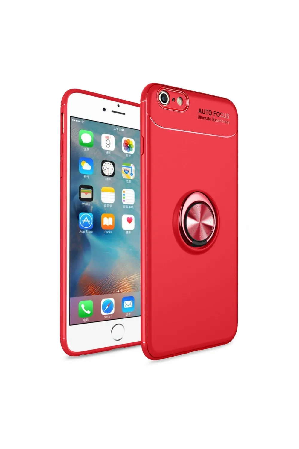 Apple İphone 6 Kılıf Range Yüzüklü Silikon - Kırmızı