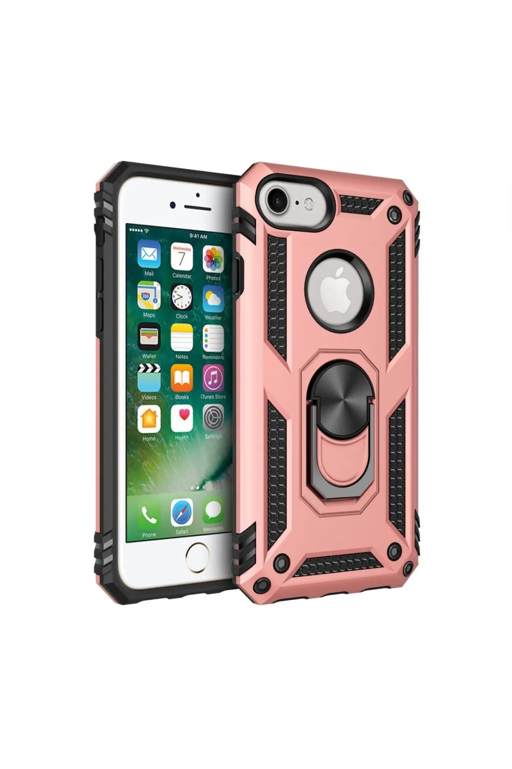 Apple İphone 7 Kılıf Sofya Yüzüklü Silikon Kapak - Rose