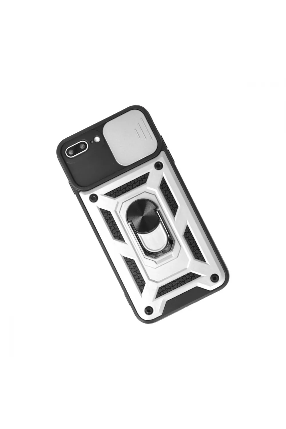 Apple İphone 7 Plus Kılıf Pars Lens Yüzüklü Silikon - Gümüş