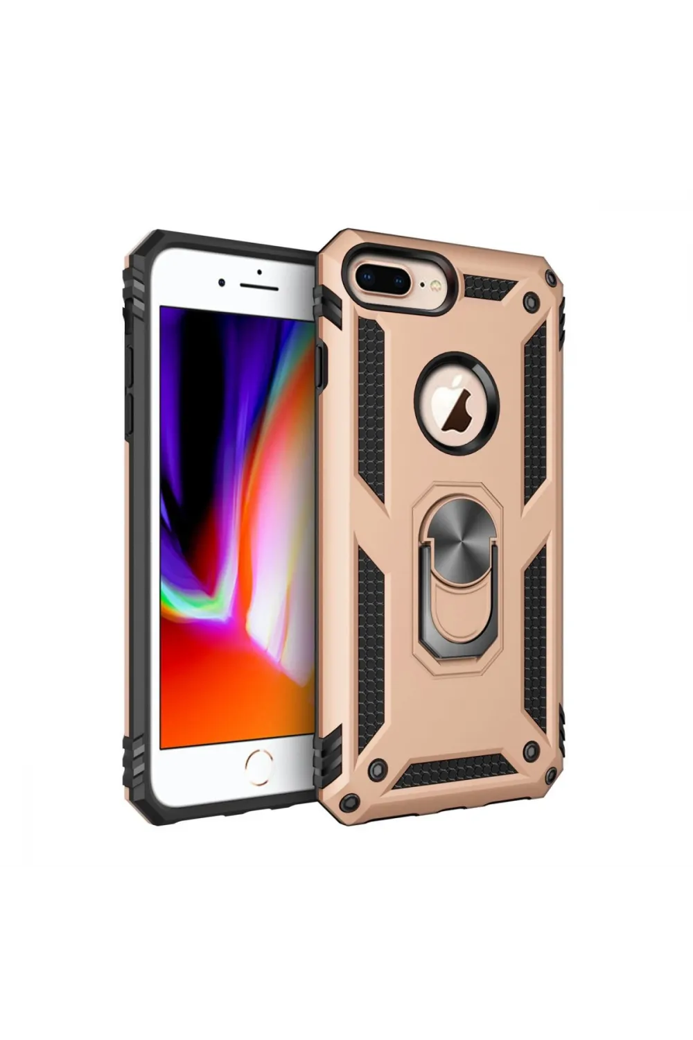 Apple İphone 7 Plus Kılıf Sofya Yüzüklü Silikon Kapak - Gold