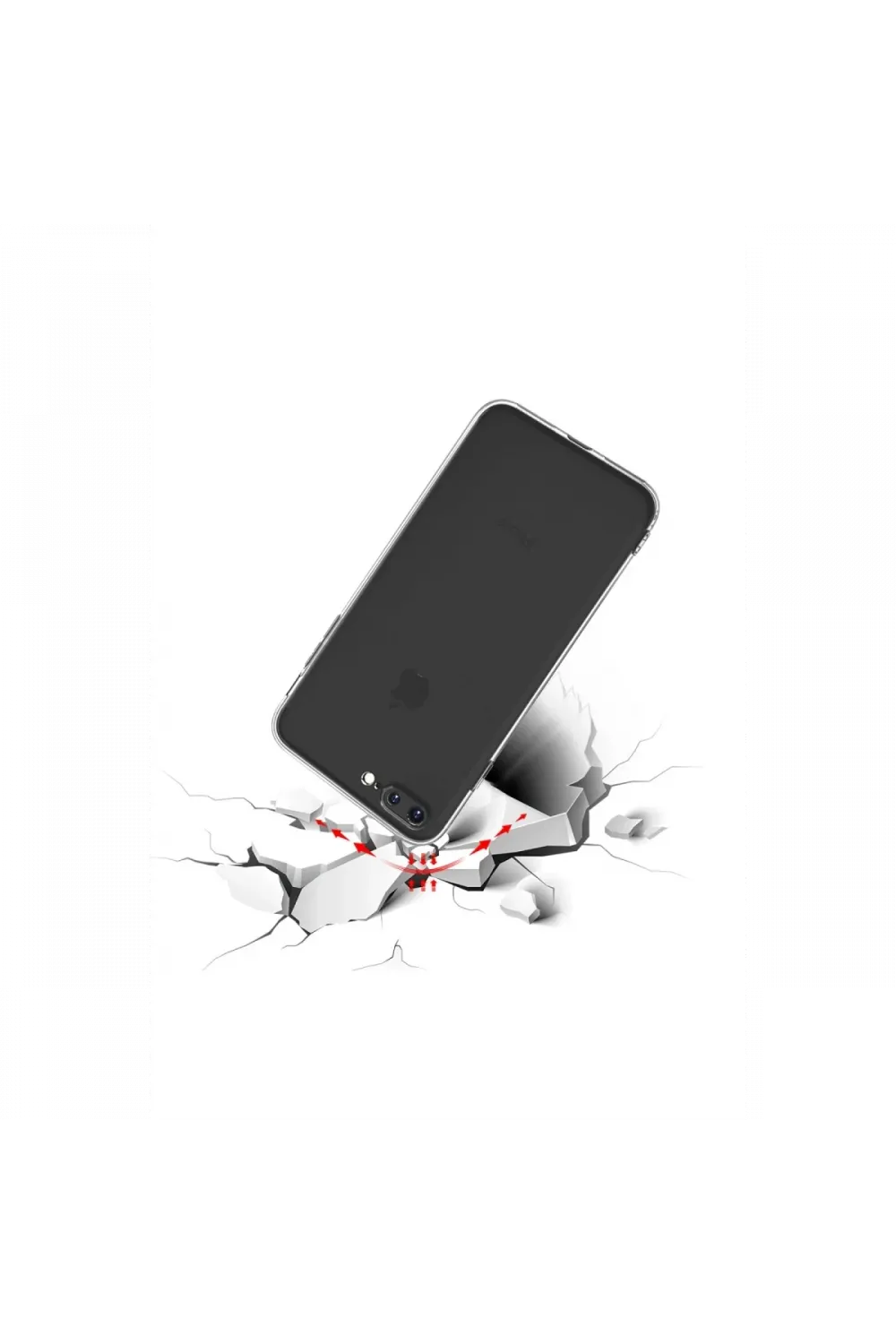 Apple iPhone 8 Plus Kılıf Deluxe 2mm Şeffaf Silikon