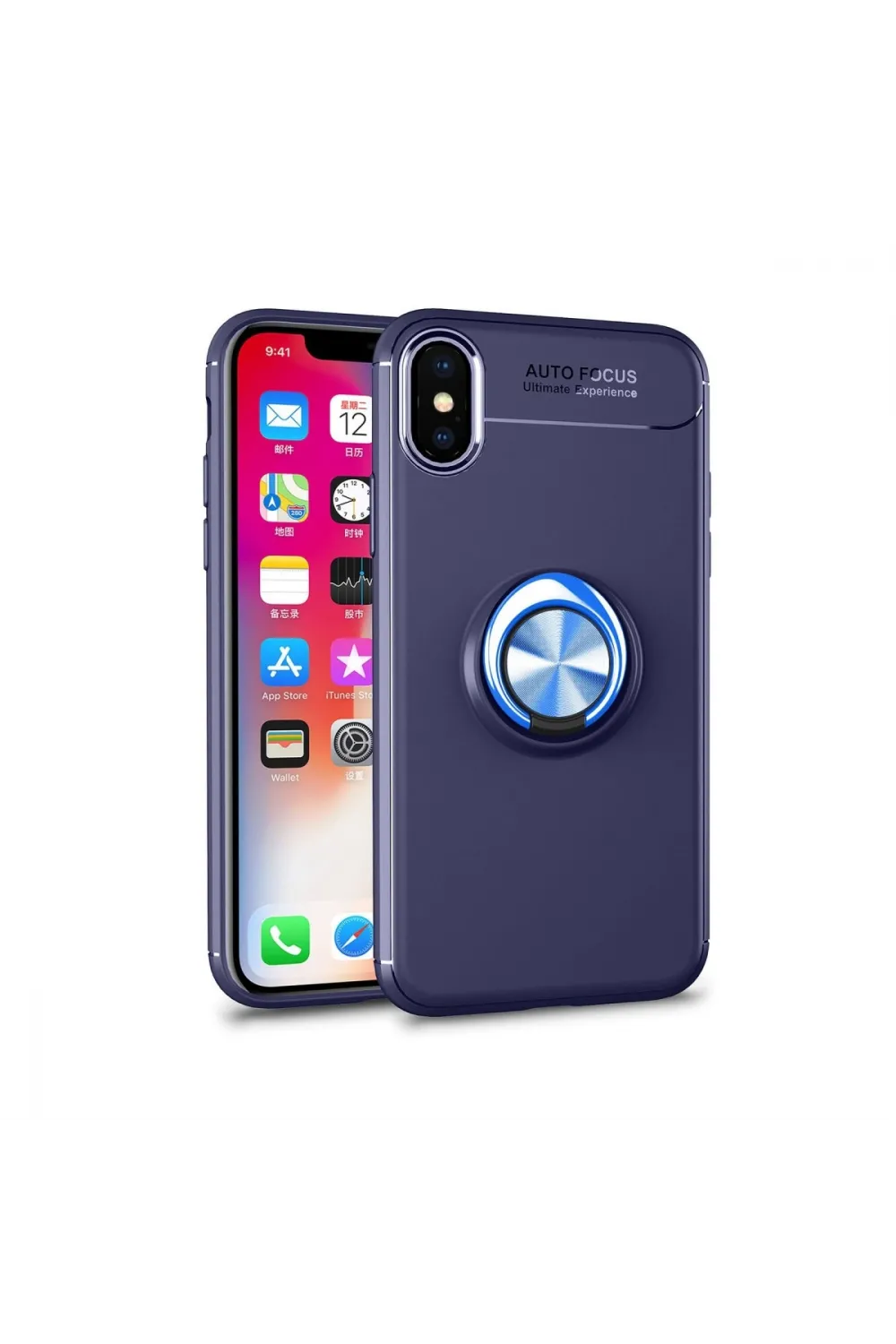 Apple İphone Xs Max Kılıf Range Yüzüklü Silikon - Mavi