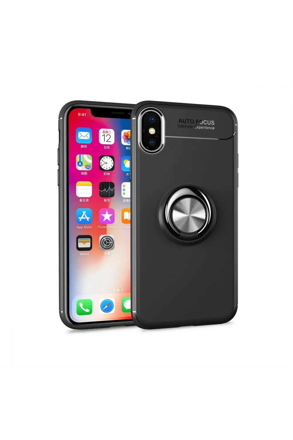 Apple İphone Xs Max Kılıf Range Yüzüklü Silikon - Siyah