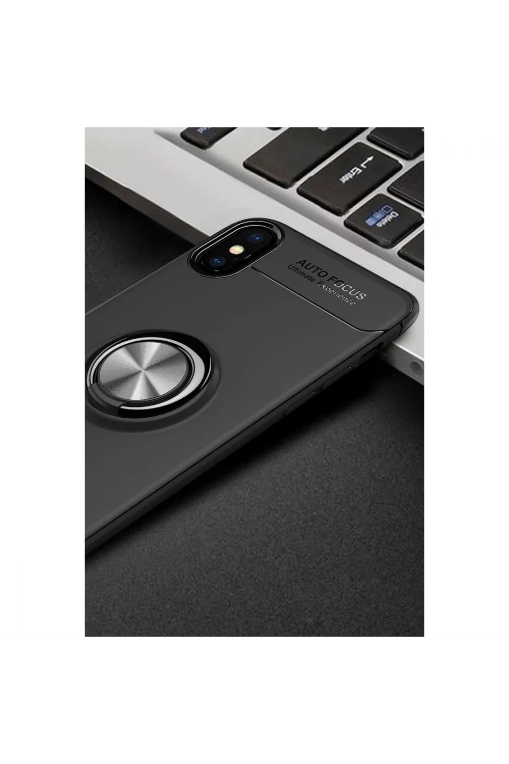 Apple İphone Xs Max Kılıf Range Yüzüklü Silikon - Siyah