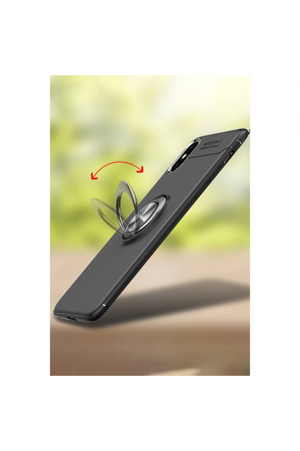Apple İphone Xs Max Kılıf Range Yüzüklü Silikon - Siyah